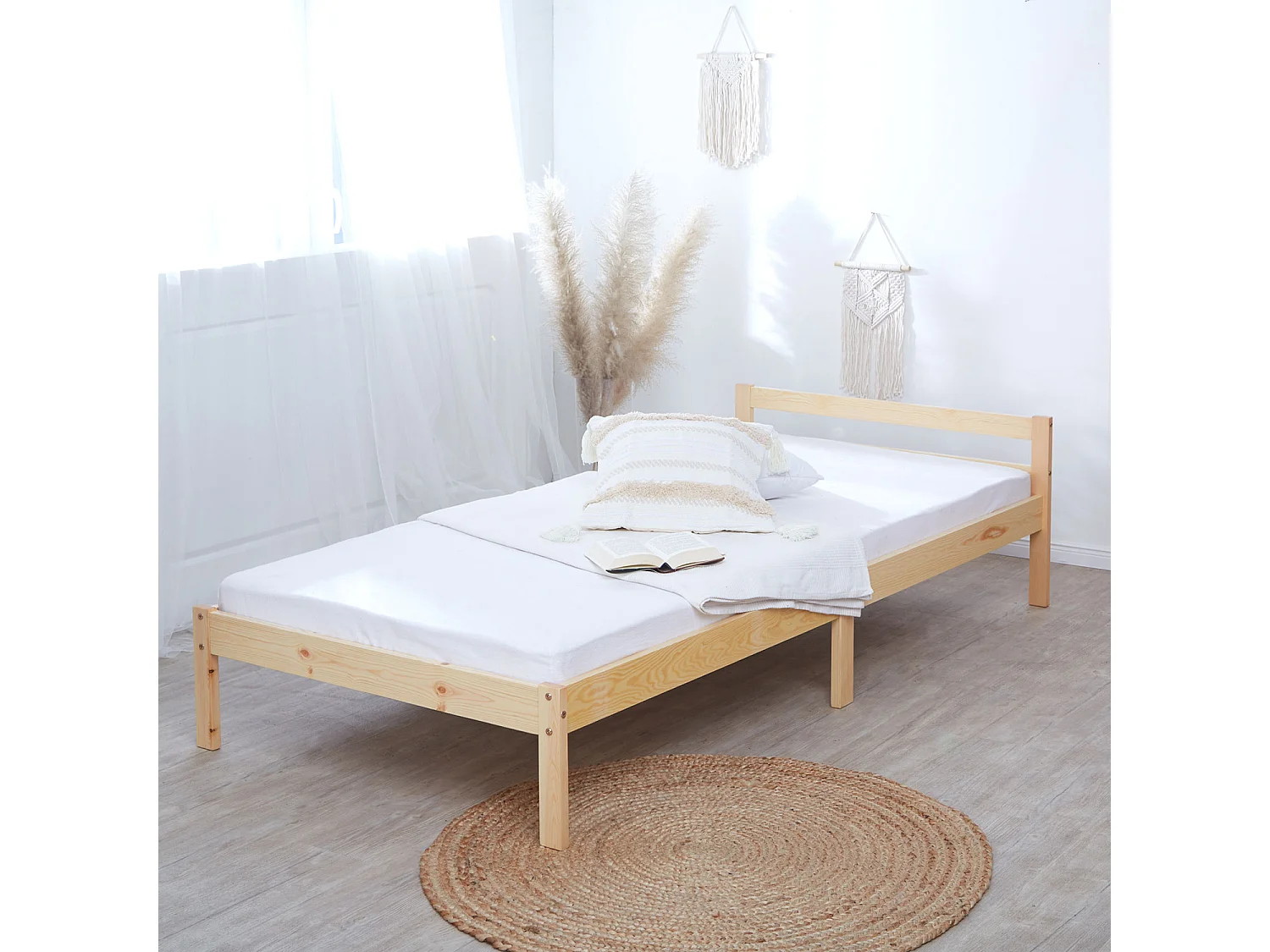 Łóżko pojedyncze 90x200 cm naturalne