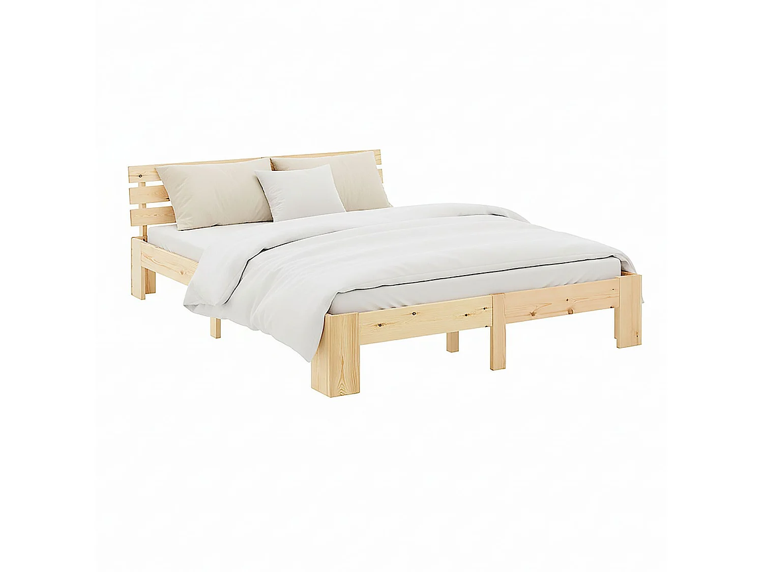 Łóżko podwójne 180x200 cm, jasne drewno