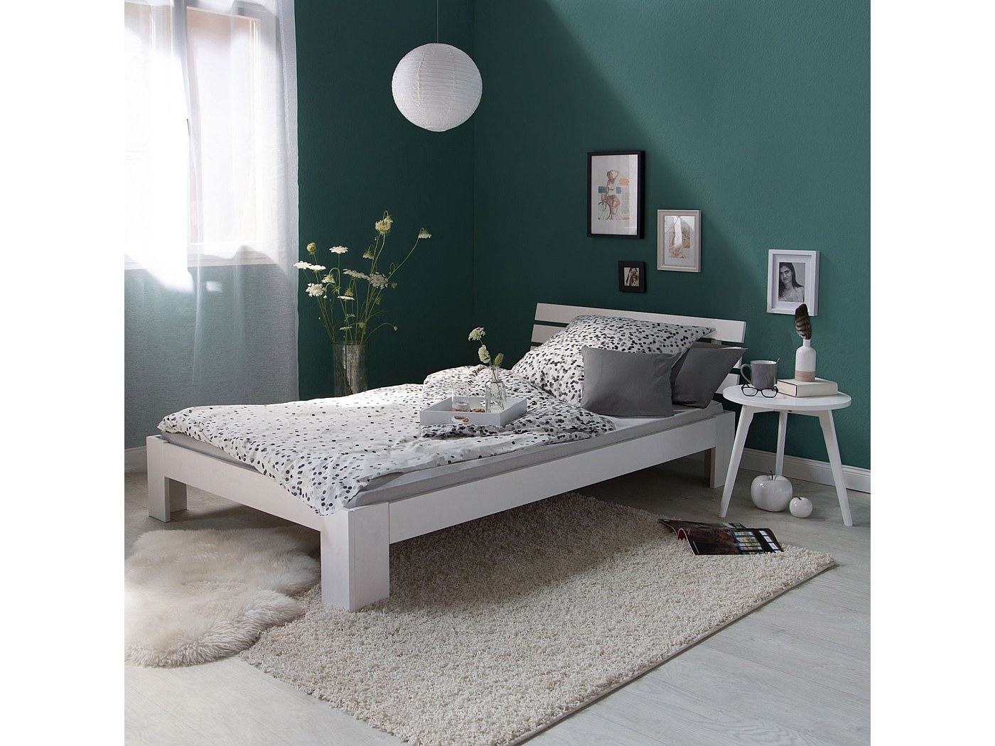 Lit simple 94,5x204,5x66,7 cm pin blanc
