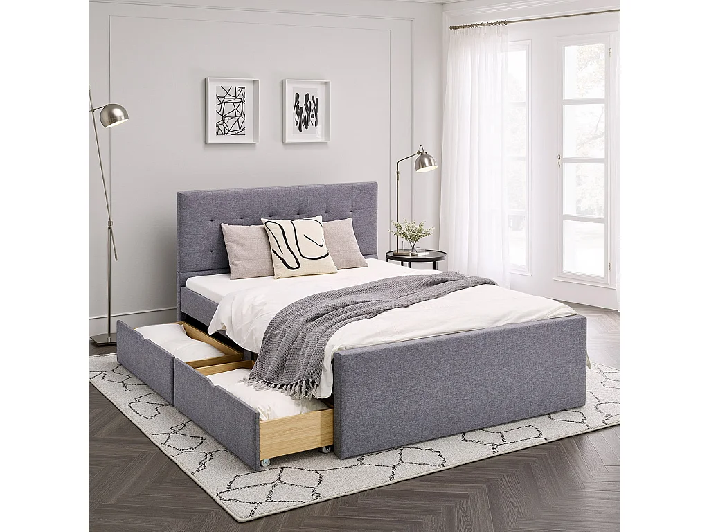 Cadre de lit rembourré 120x200 cm gris