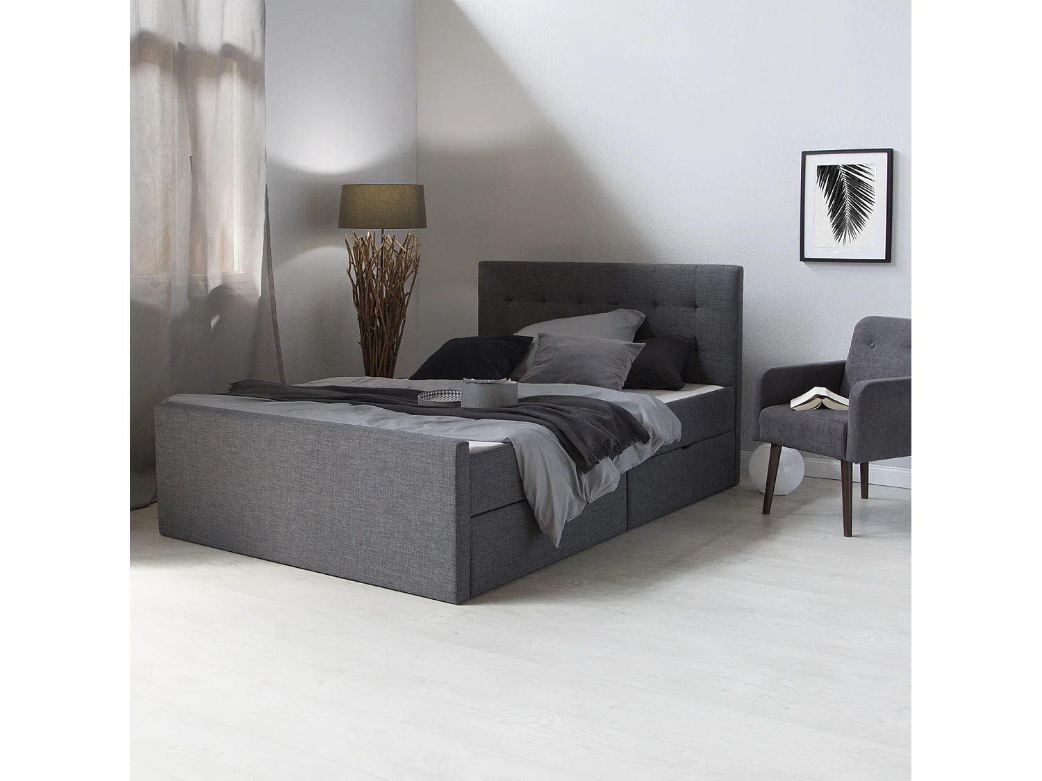 Cadre de lit rembourré 120x200 cm gris