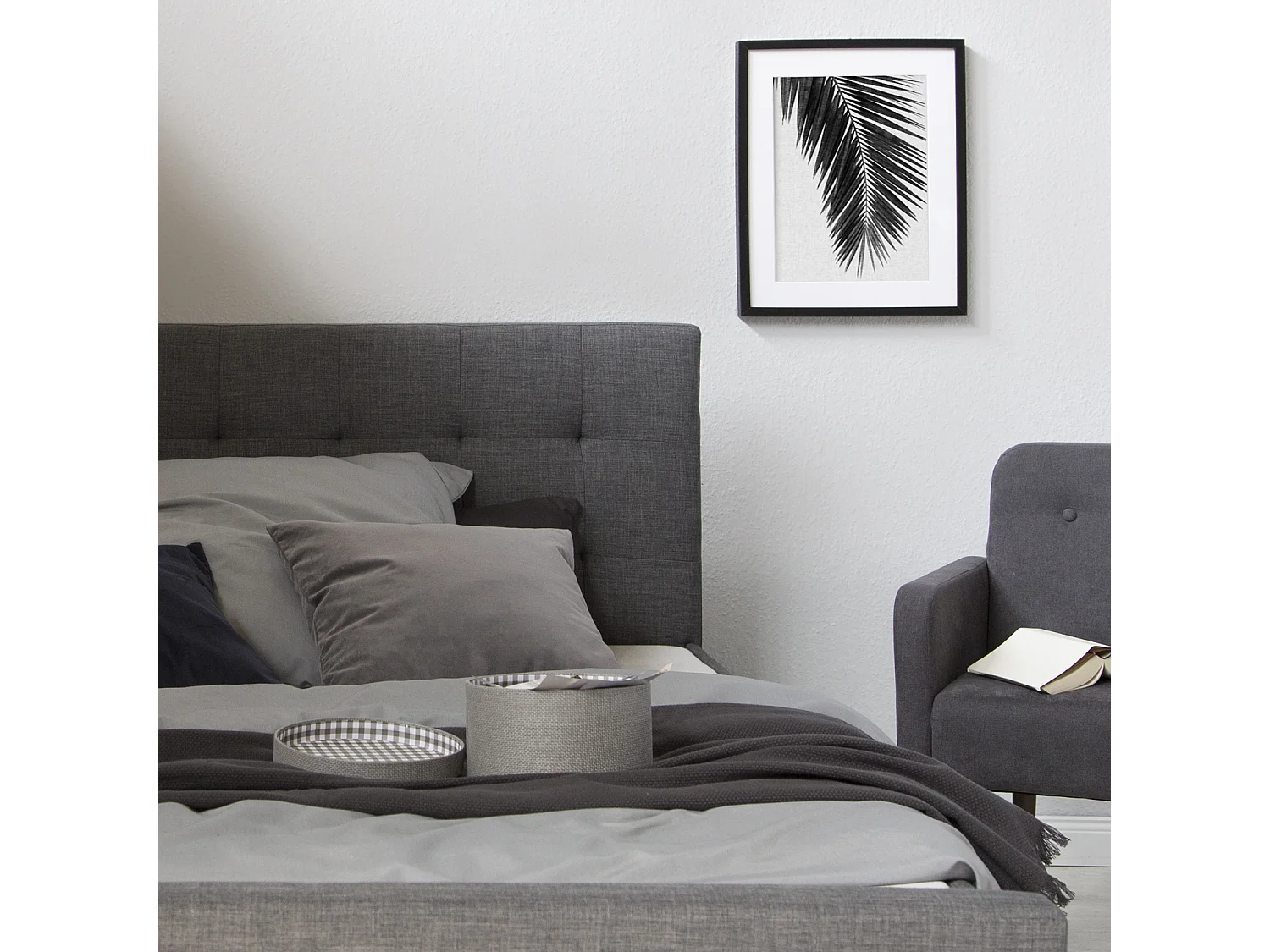 Cadre de lit rembourré 120x200 cm gris