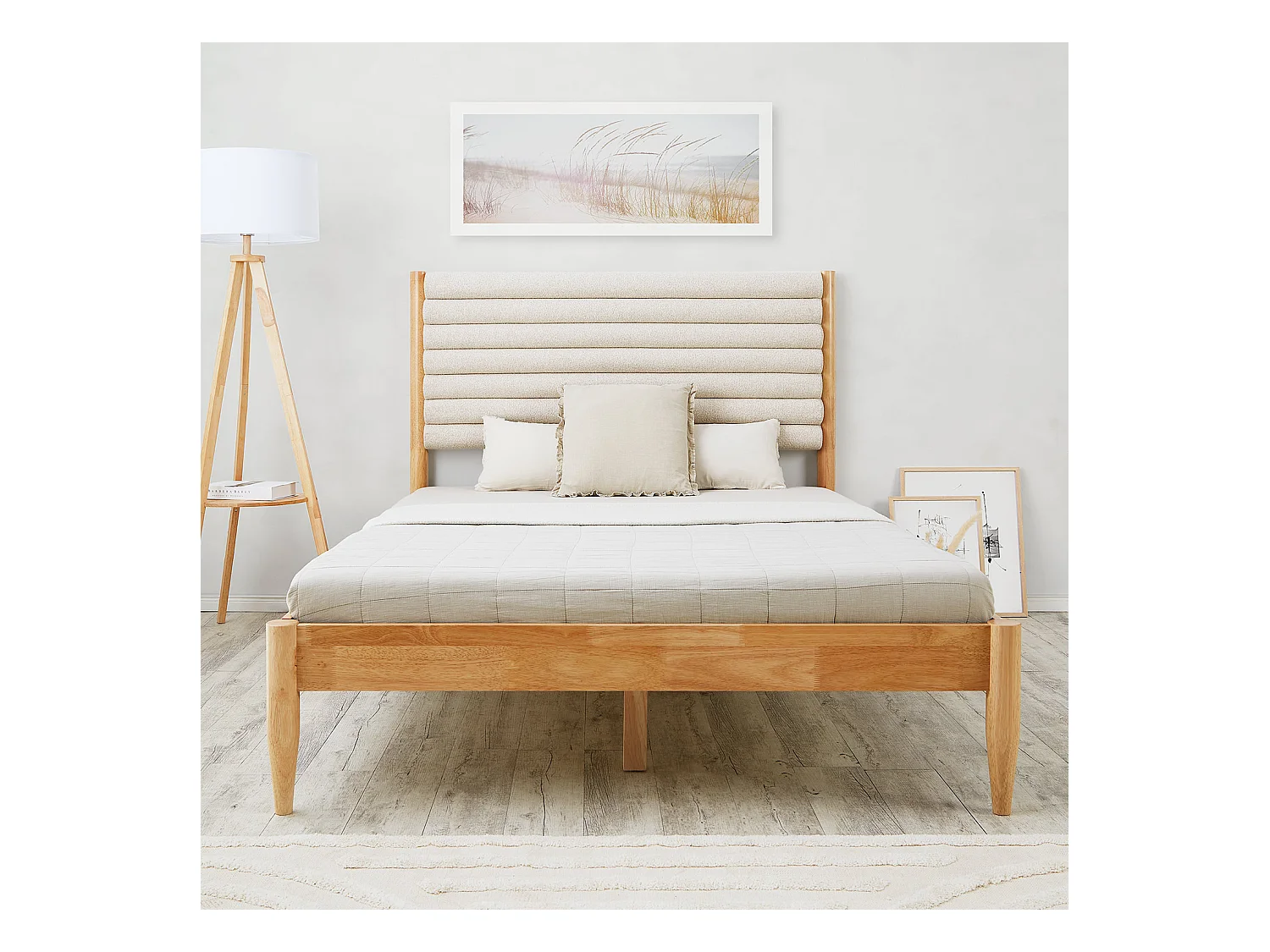 Bett 140x200 cm beige