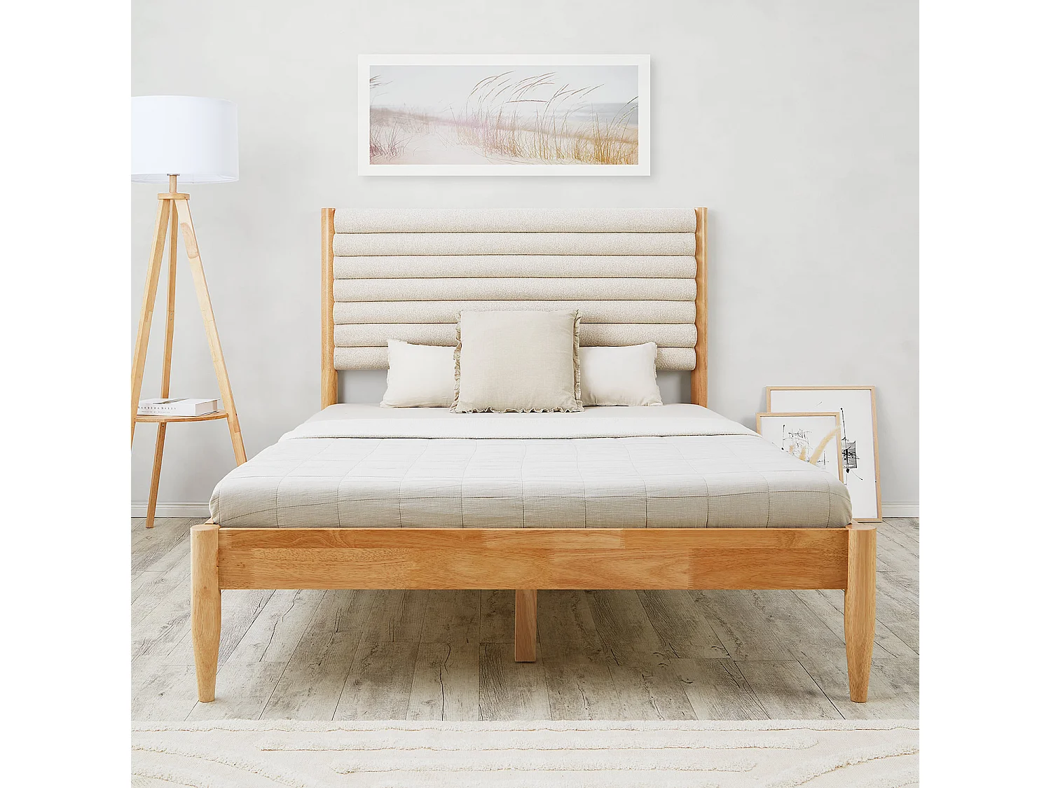 Bett 140x200 cm beige