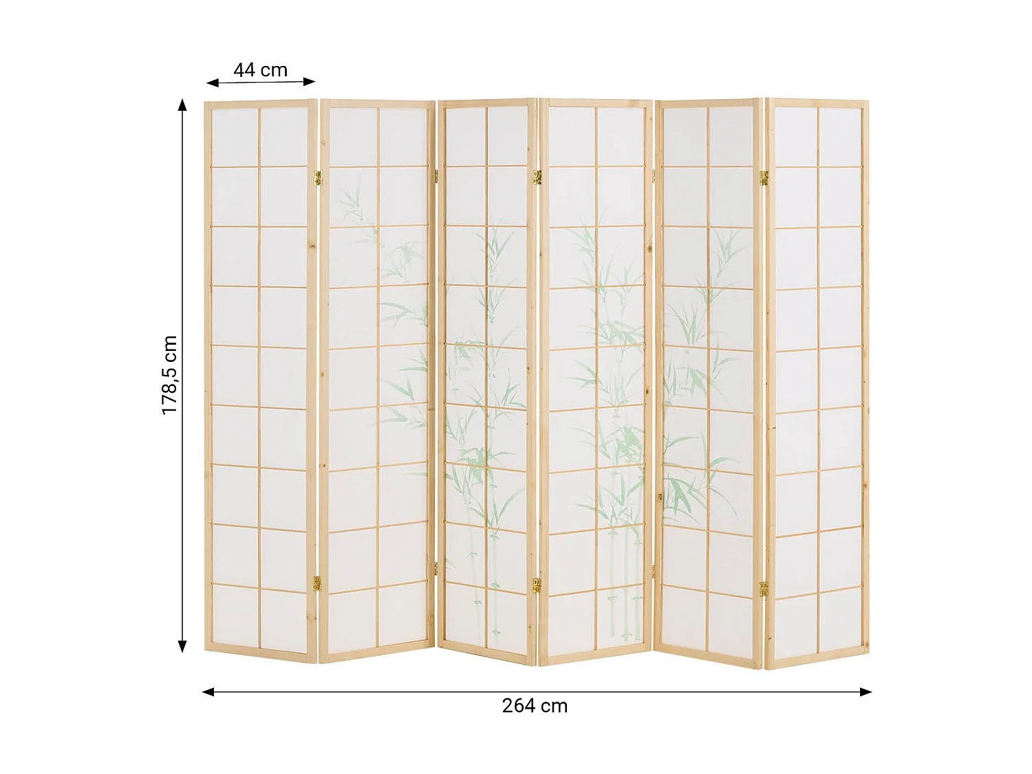 Kamerscheiding 178,5x264x2,0 cm Natuurlijk/Wit Shoji