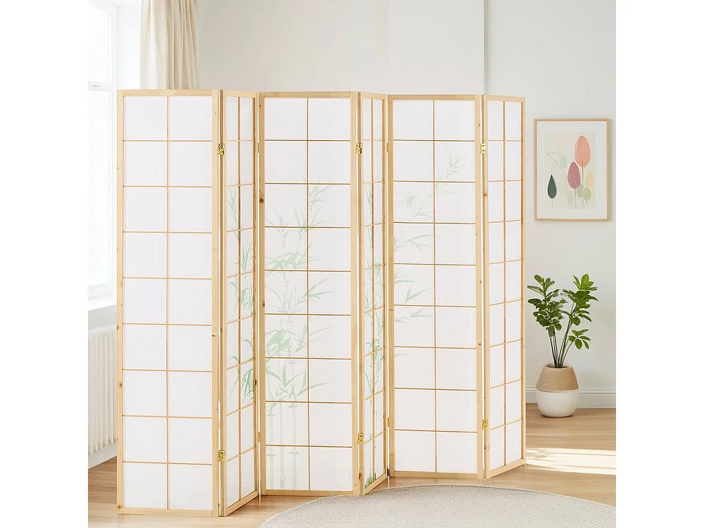 Kamerscheiding 178,5x264x2,0 cm Natuurlijk/Wit Shoji