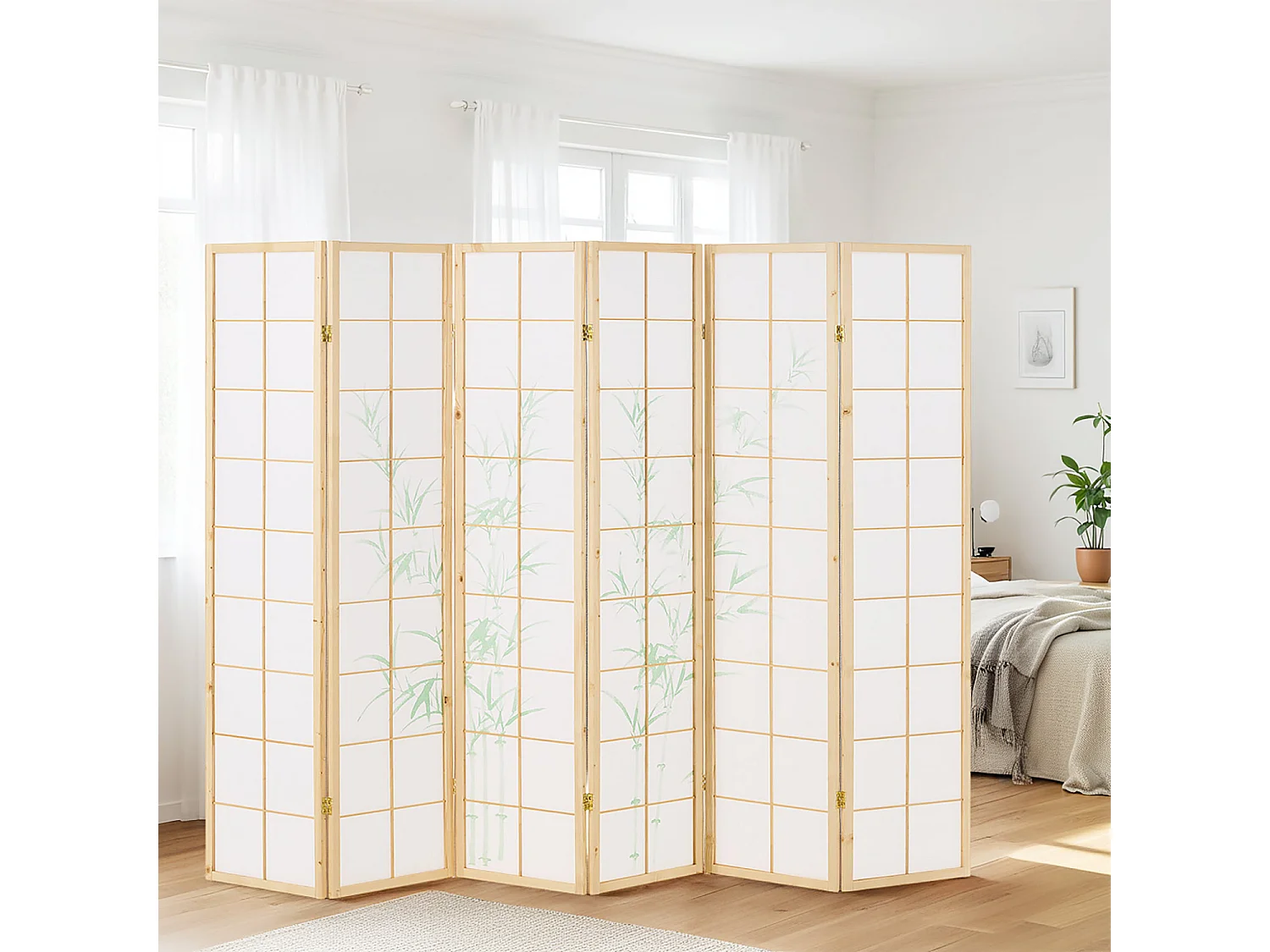 Kamerscheiding 178,5x264x2,0 cm Natuurlijk/Wit Shoji