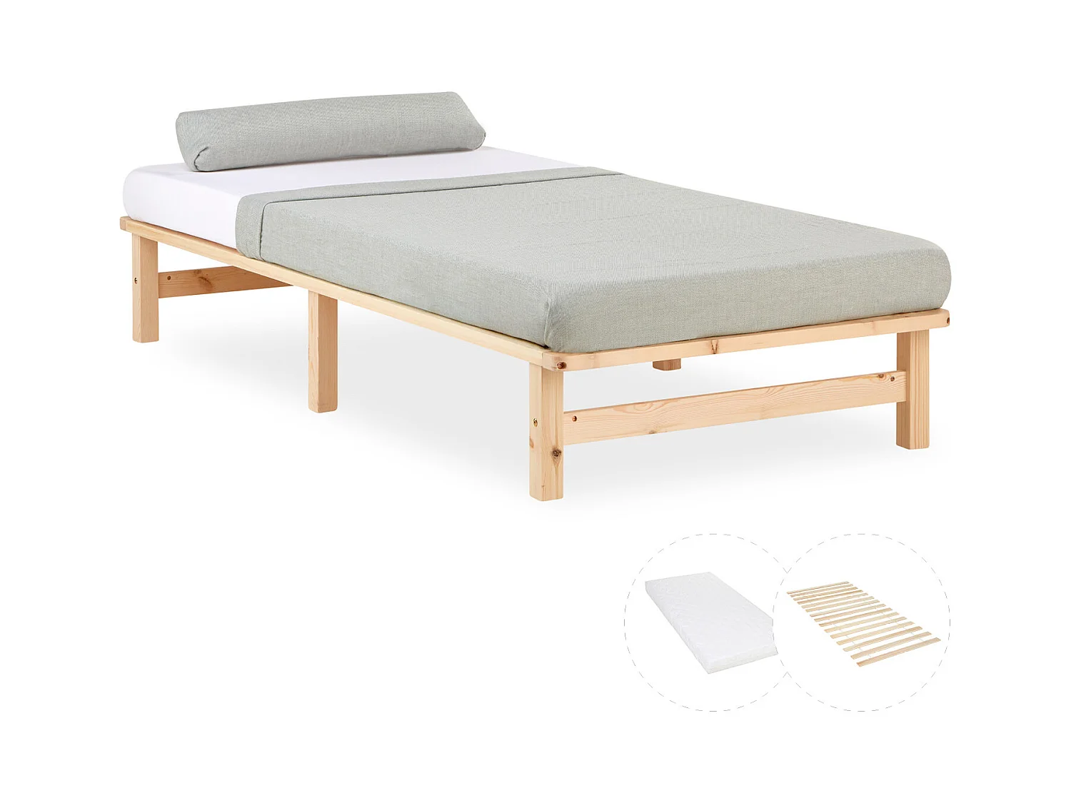 Bett 90x200 cm Natur