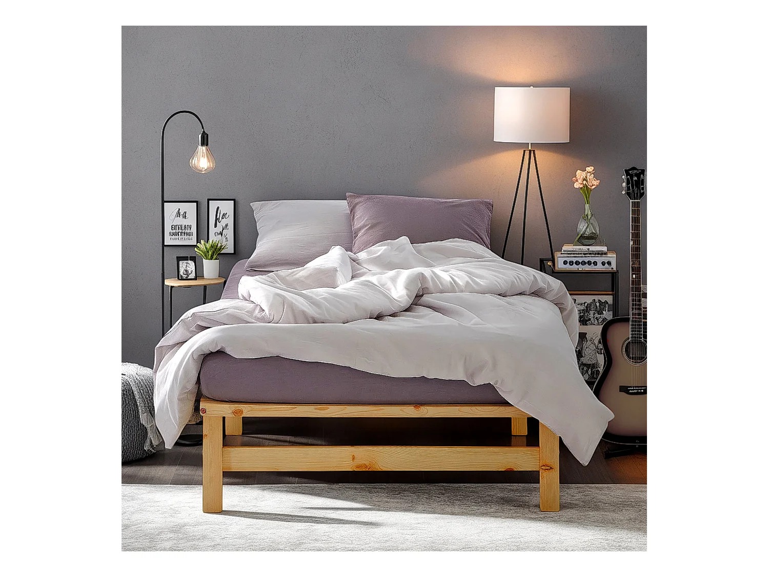 Bett 90x200 cm Natur