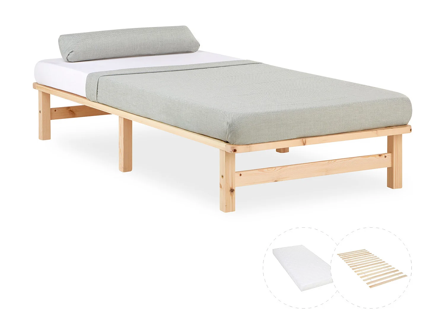 Lit 90x200 cm Naturel