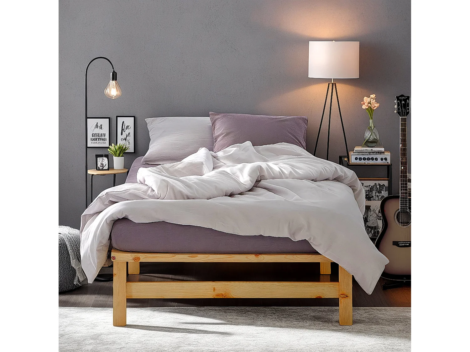 Lit 90x200 cm Naturel