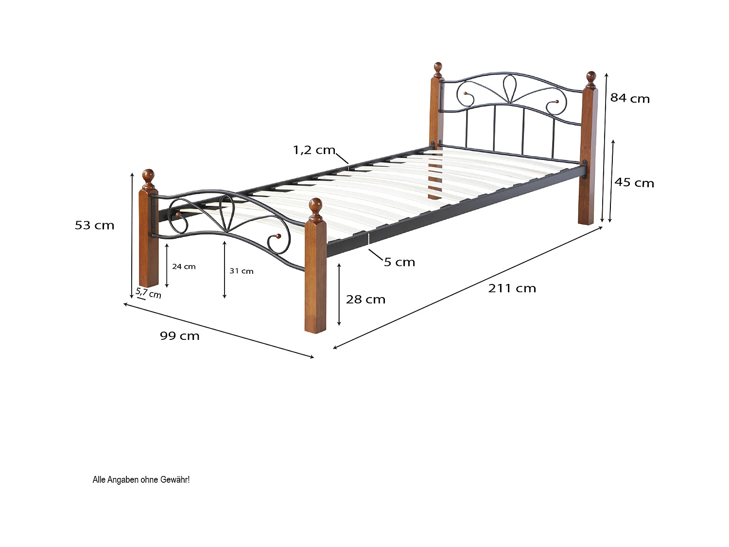 Bett 90x200 cm schwarz