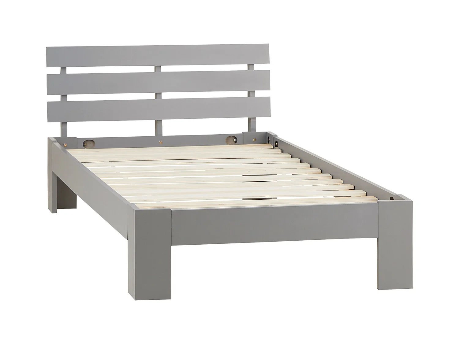 Bett 94,5x204,5x66,7 cm Grau Kiefer