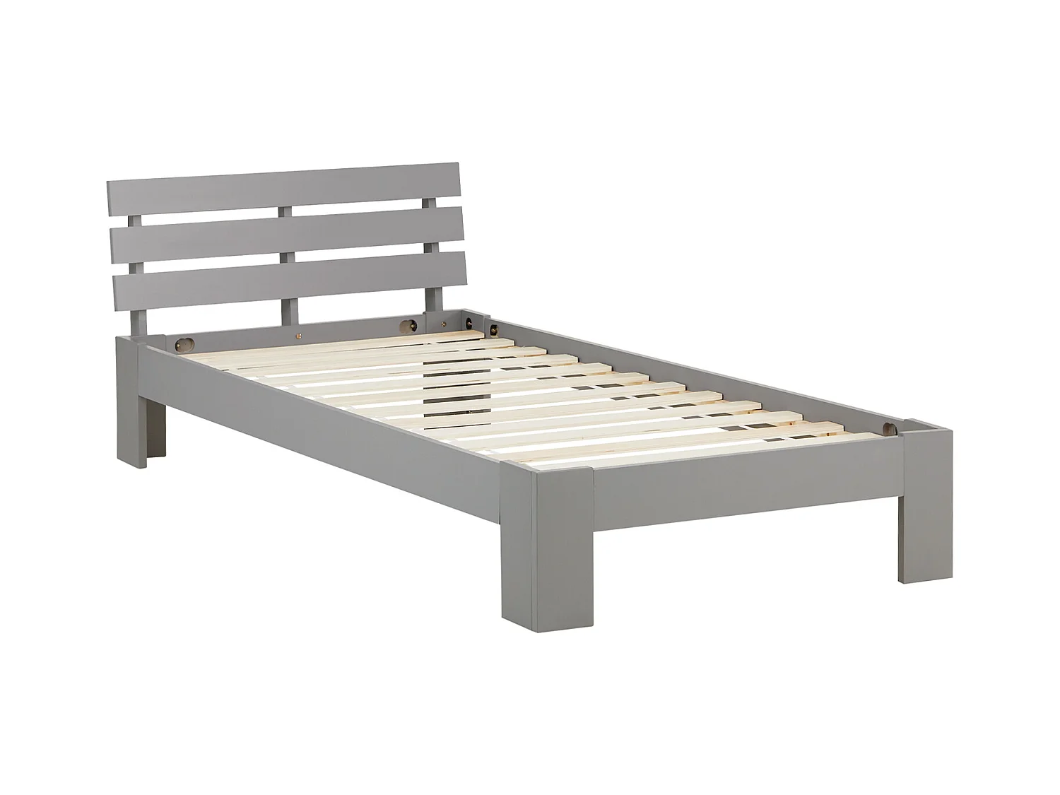 Bett 94,5x204,5x66,7 cm Grau Kiefer