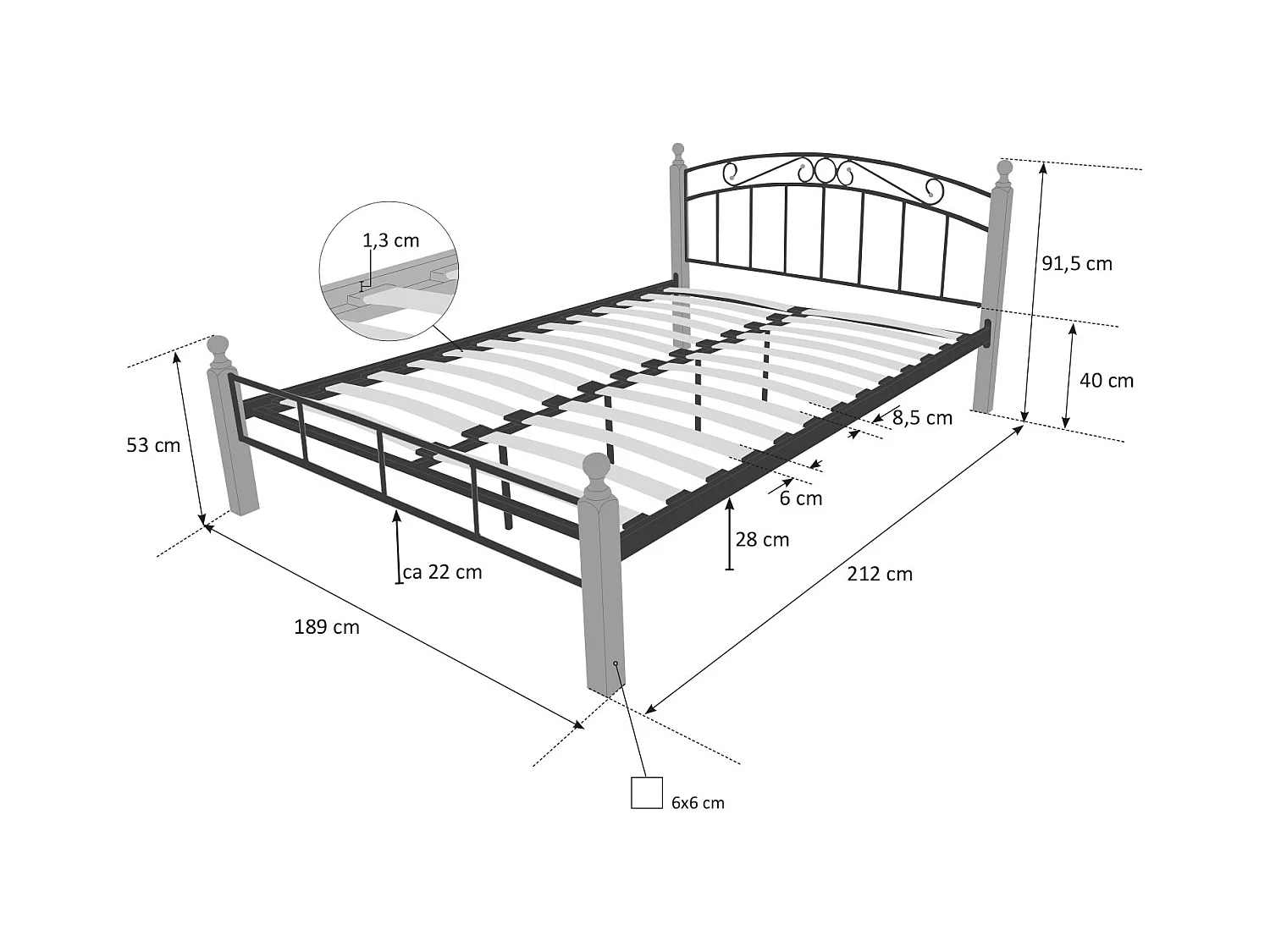 Bettgestell 180x200 cm Schwarzbraun 916