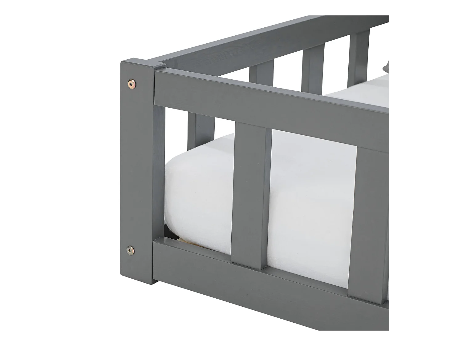 Lit d'enfant 90x200 cm Gris Montessori