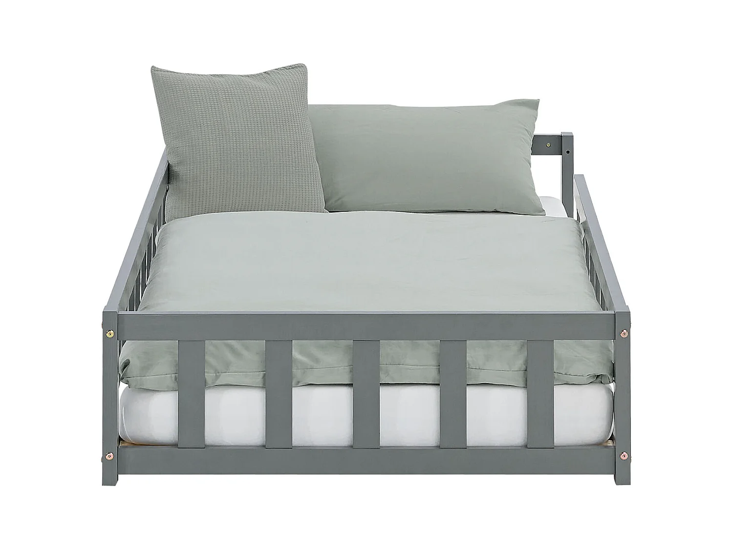 Lit d'enfant 90x200 cm Gris Montessori