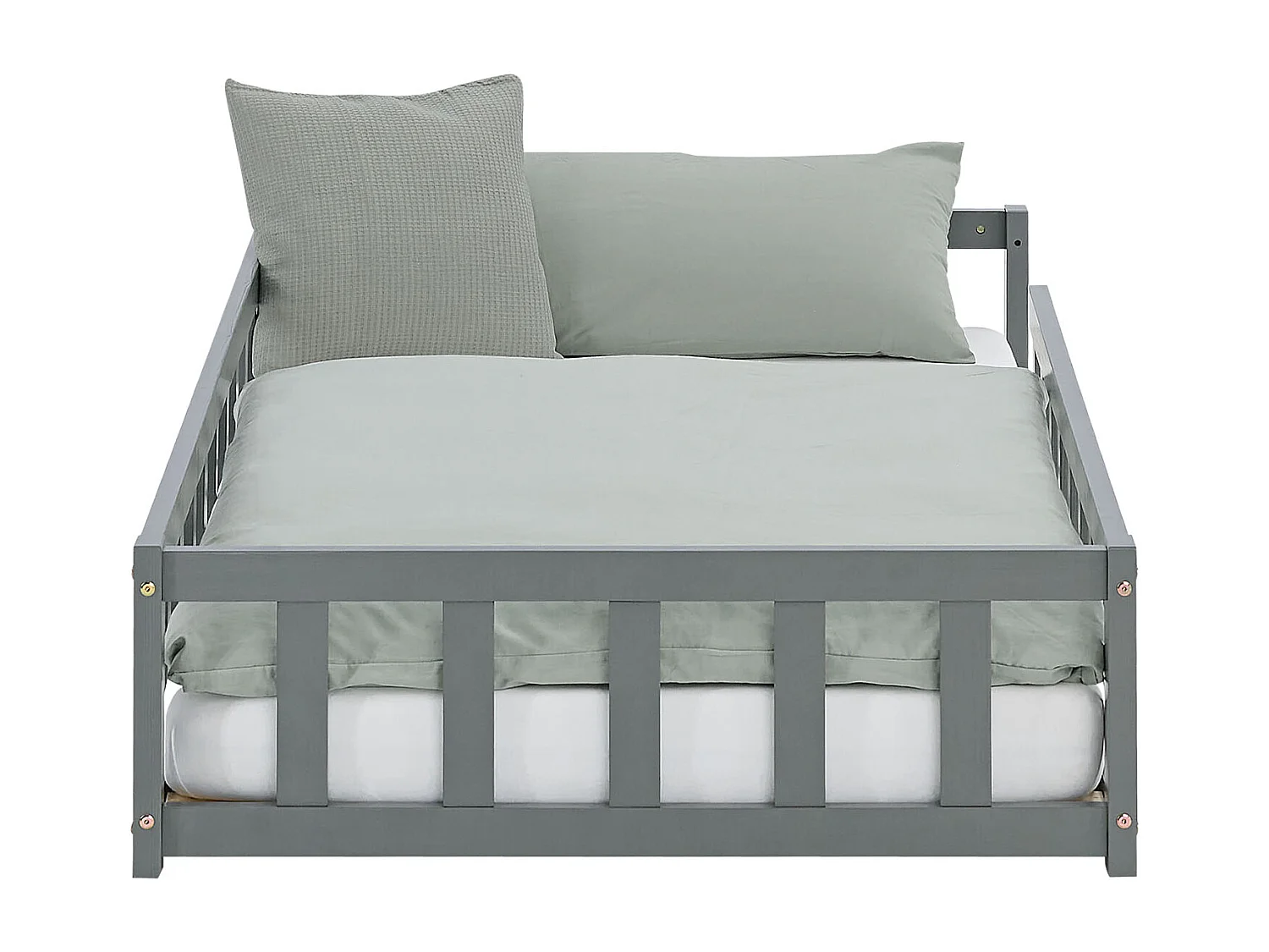 Kinderbett 90x200 cm Grau Montessori