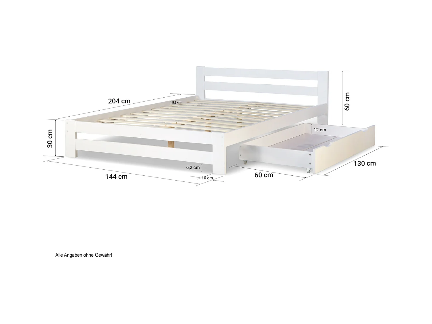 Łóżko podwójne 140x200 cm białe Drewniana rama łóżka Sosna