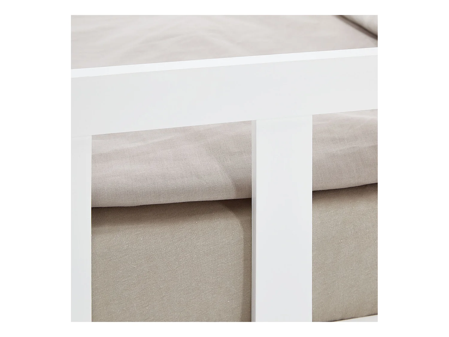 Lit Montessori 120x200 cm blanc pour tout-petit avec barrières