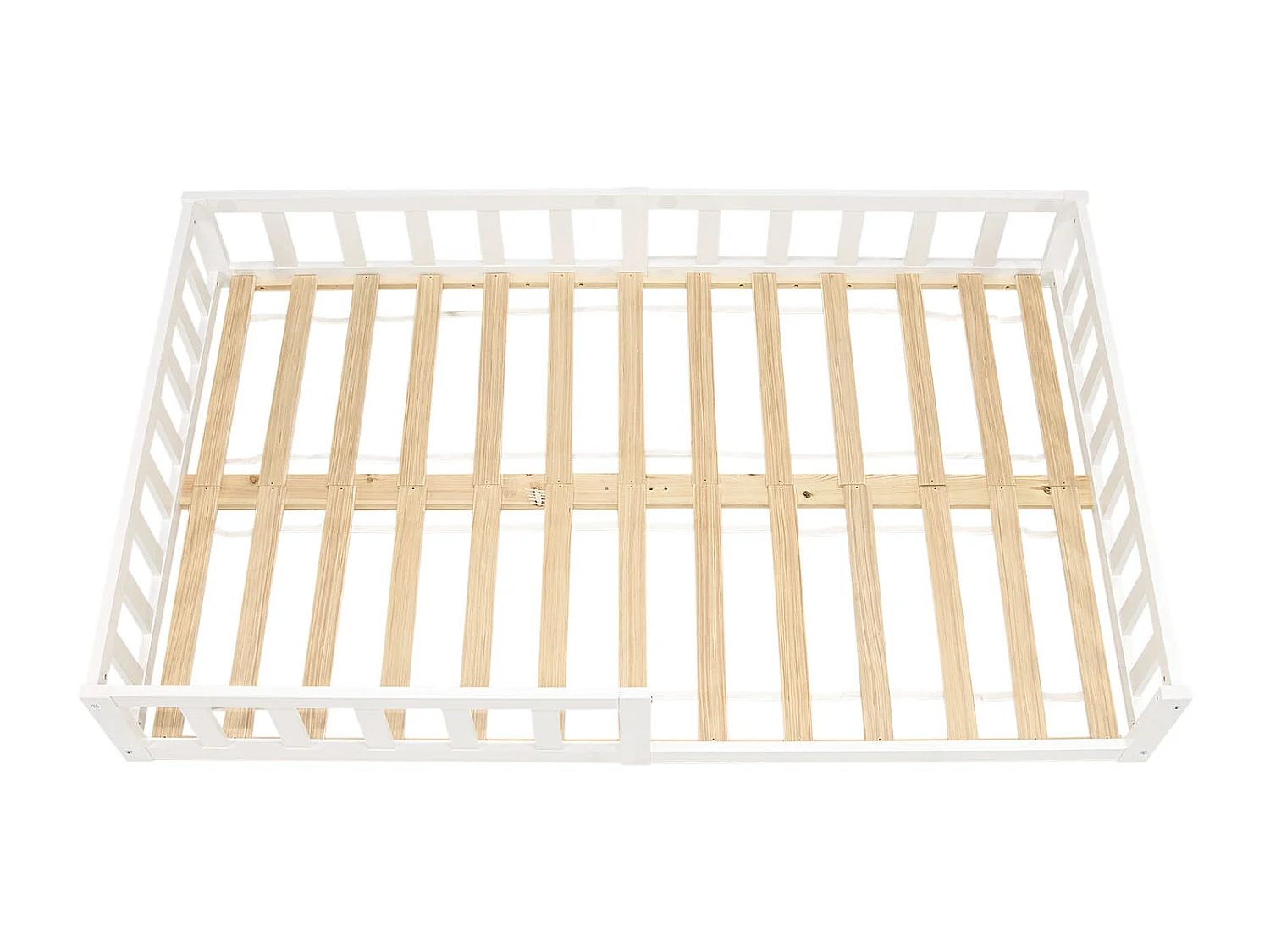 Lit Montessori 120x200 cm blanc pour tout-petit avec barrières