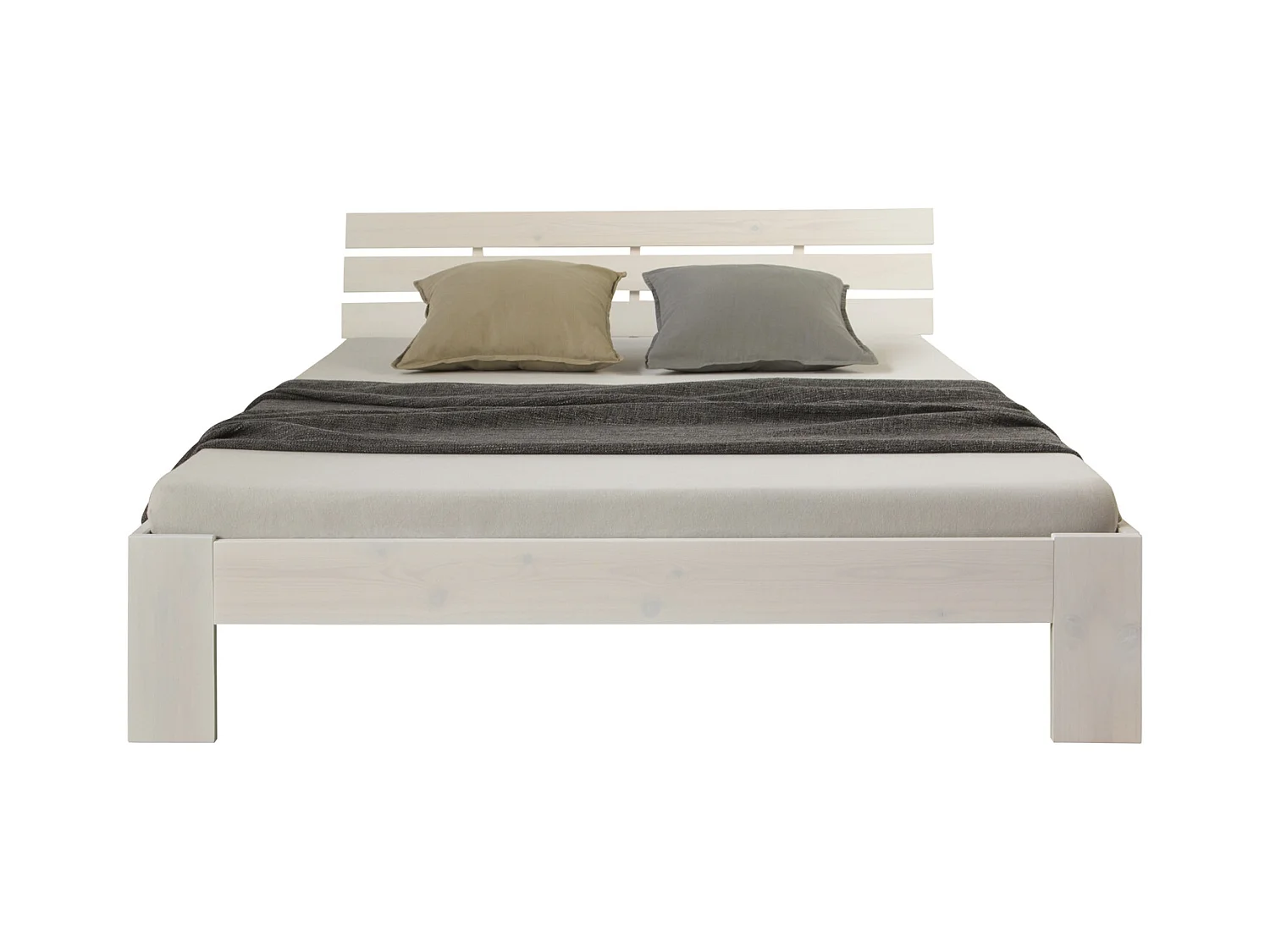 Doppelbett 180x200 cm weiß, Massivholz Kiefer Rahmen, Bett