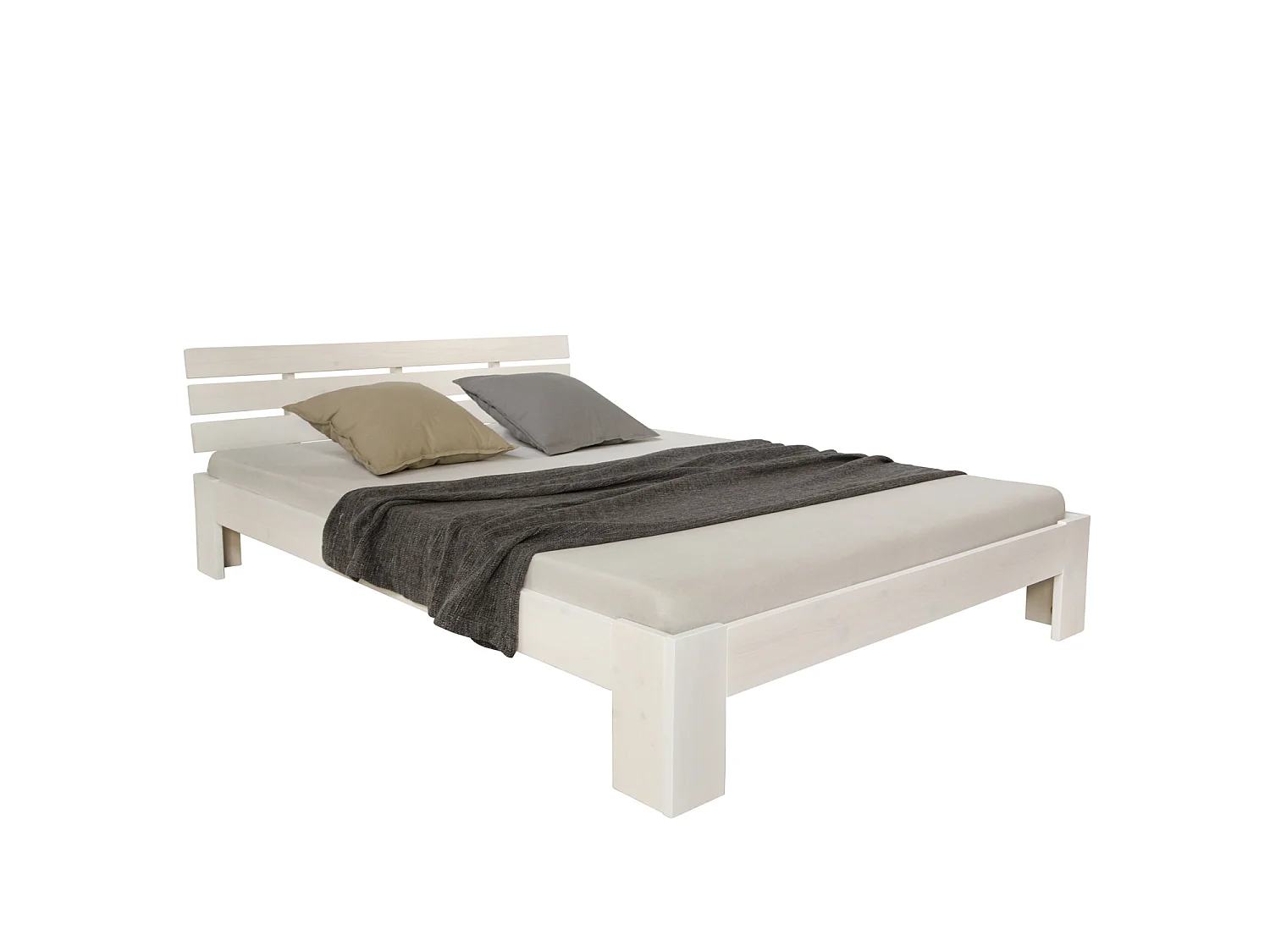 lit double 180x200 cm cadre en bois de pin massif blanc