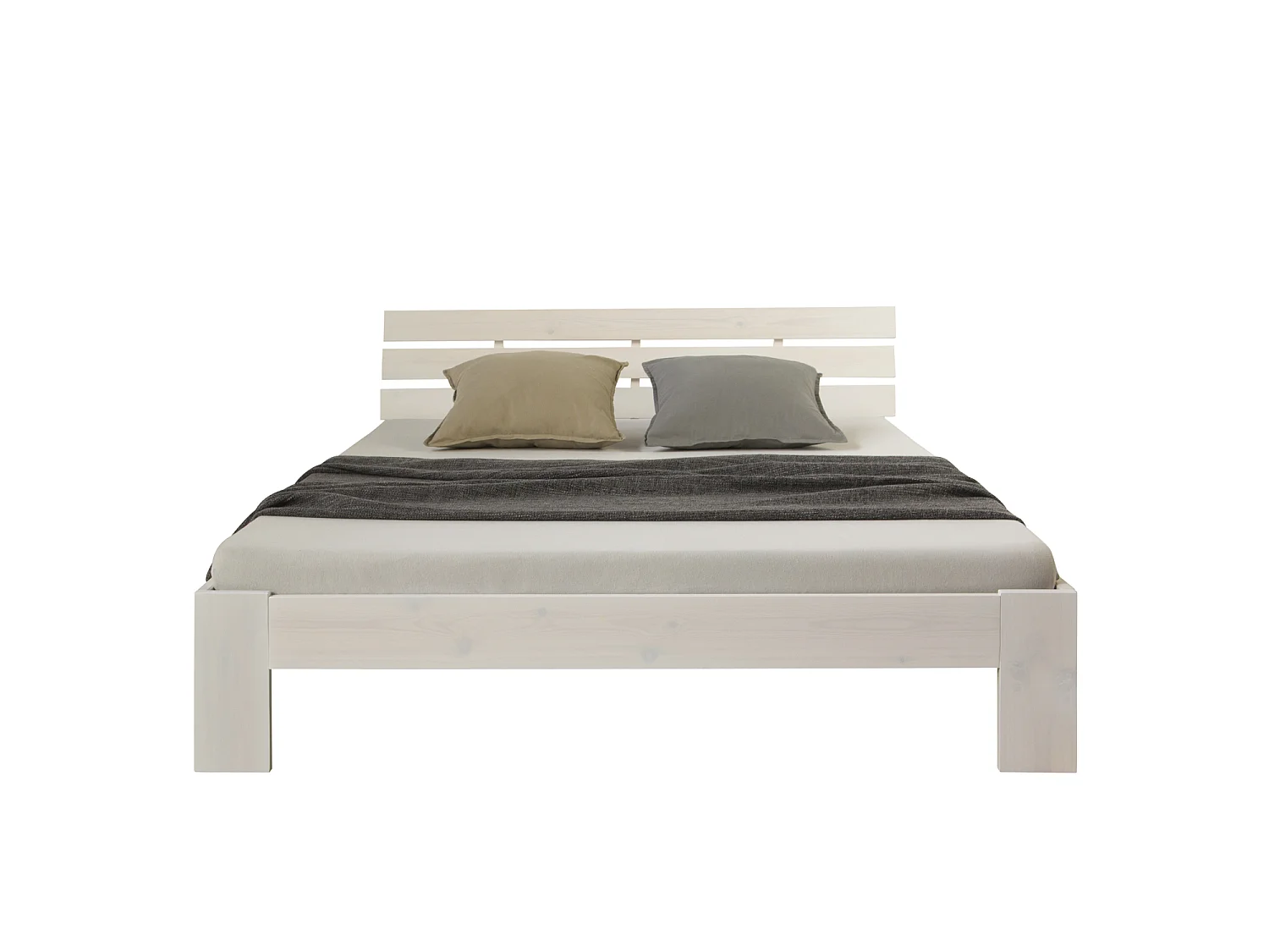 lit double 180x200 cm cadre en bois de pin massif blanc