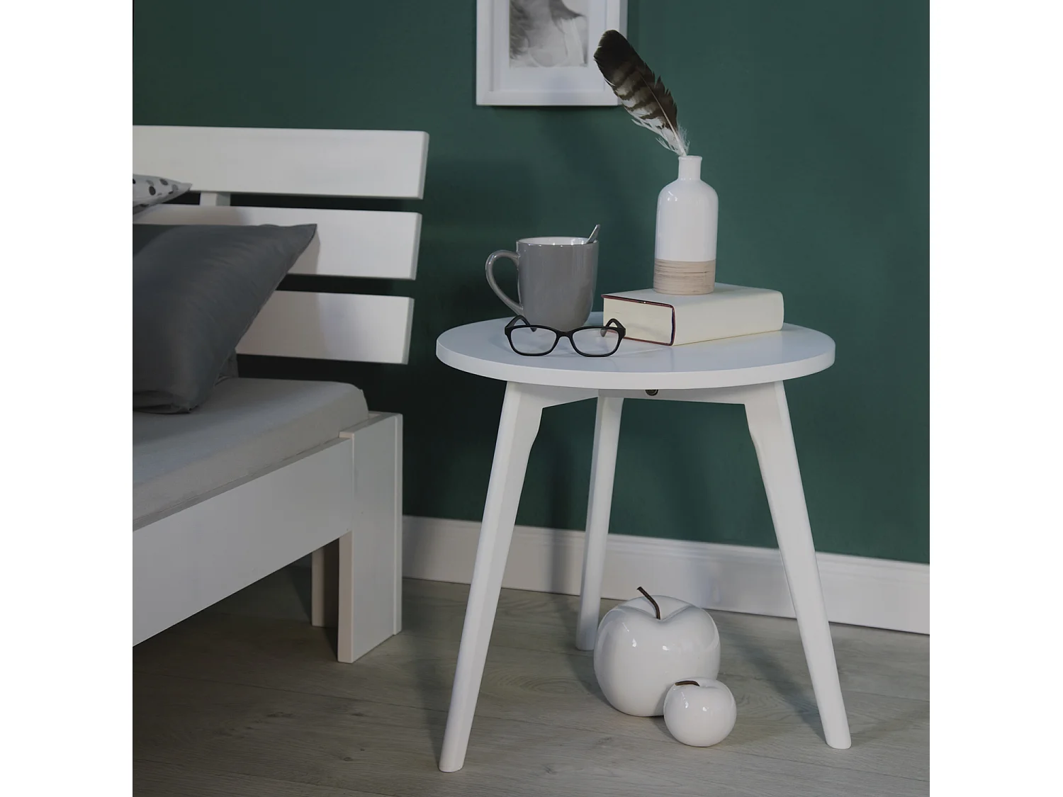 lit double 180x200 cm cadre en bois de pin massif blanc