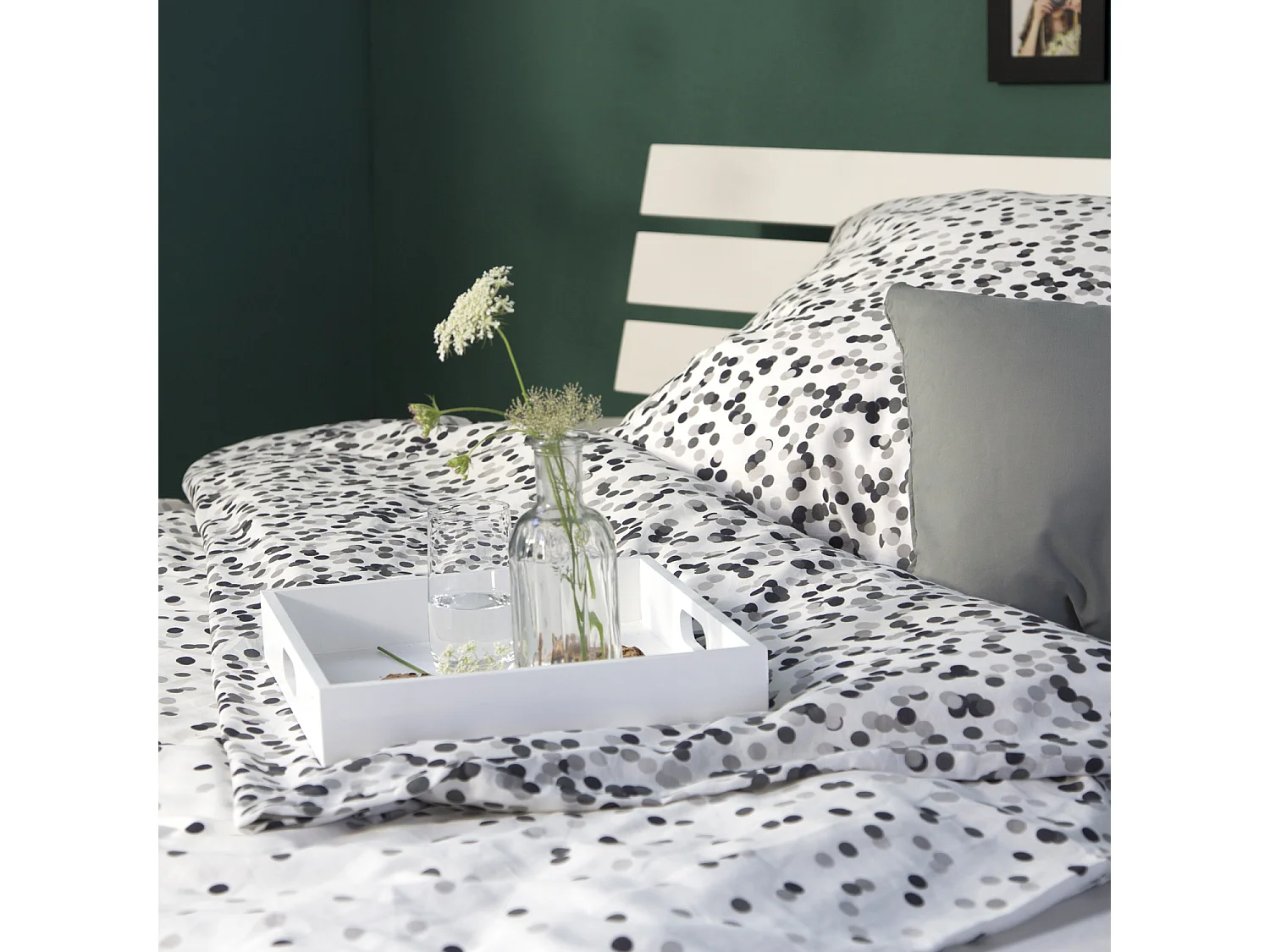 lit double 180x200 cm cadre en bois de pin massif blanc