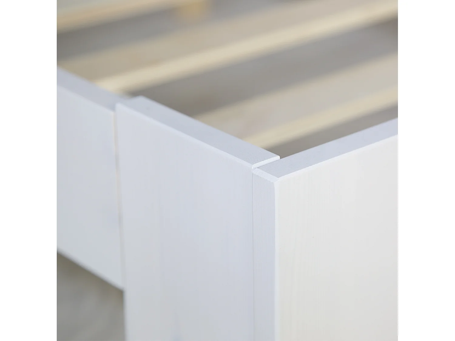 lit double 180x200 cm cadre en bois de pin massif blanc