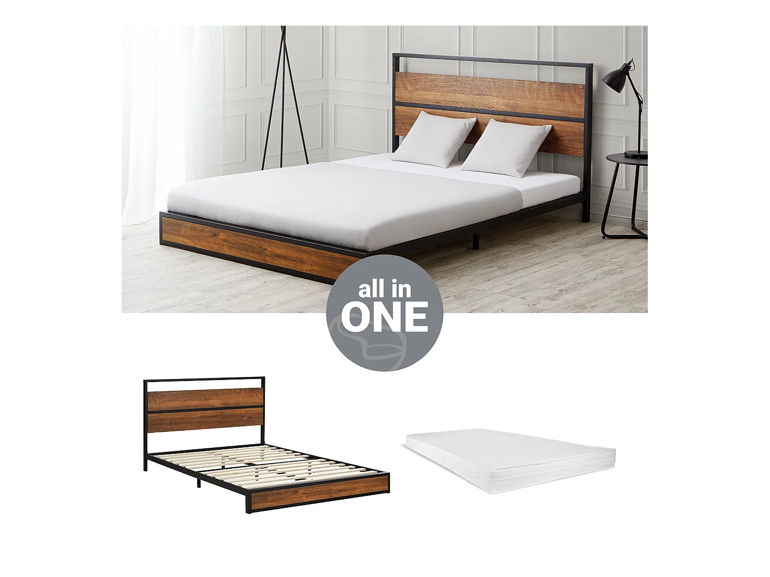 Lit 145x94,5x210 cm noir