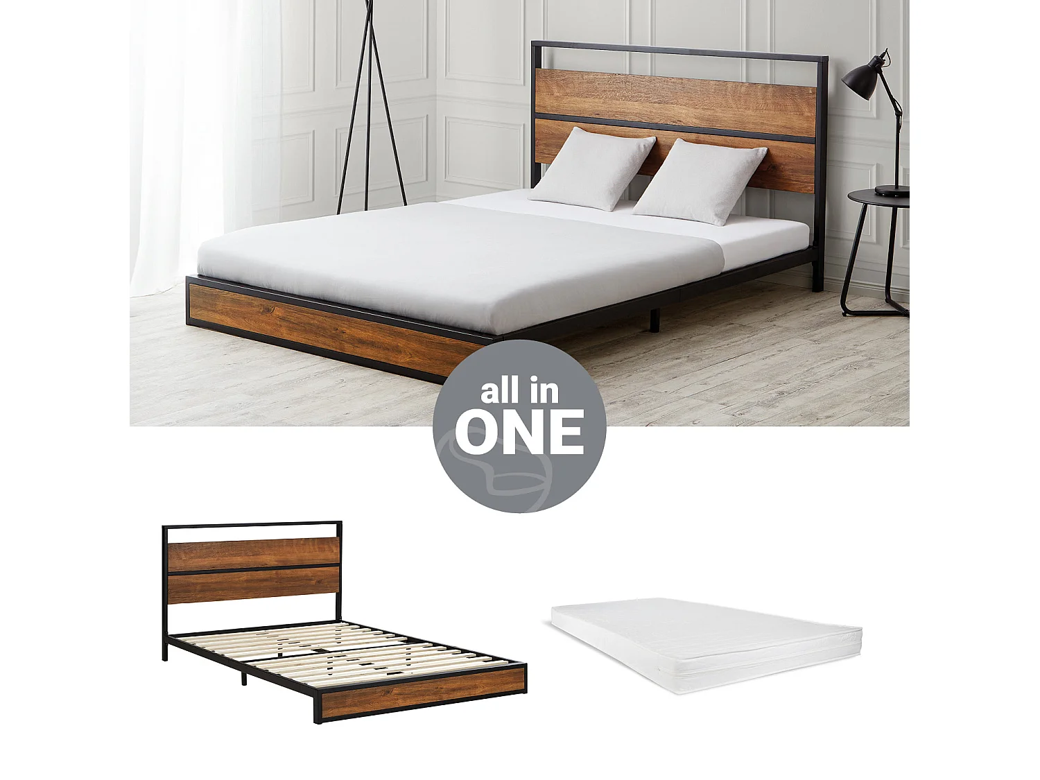 Bett 145x94,5x210 cm schwarz