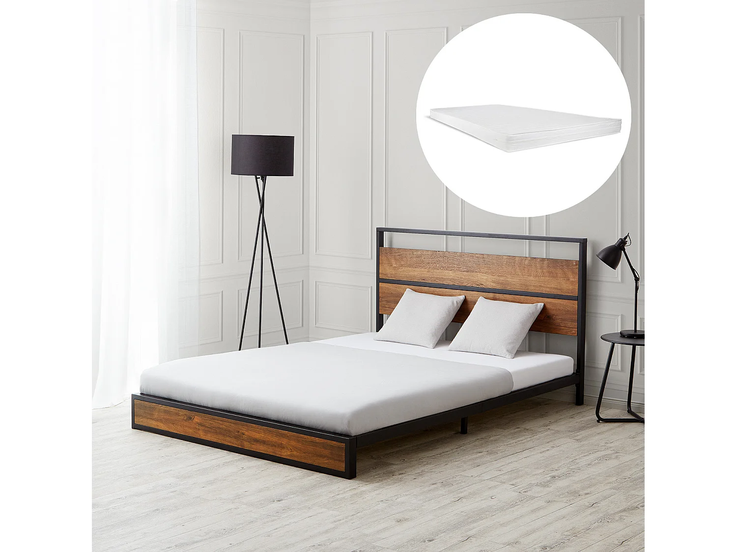 Bett 145x94,5x210 cm schwarz