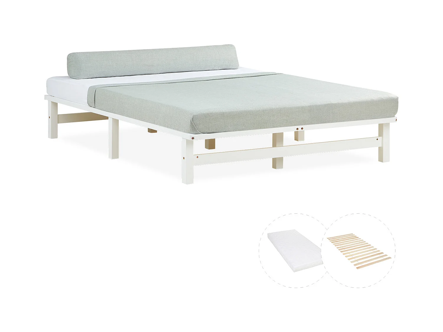 Palettenbett 140x200 cm weiß