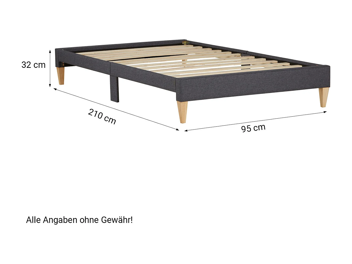 Gestoffeerd bed 90x200 cm Grijs