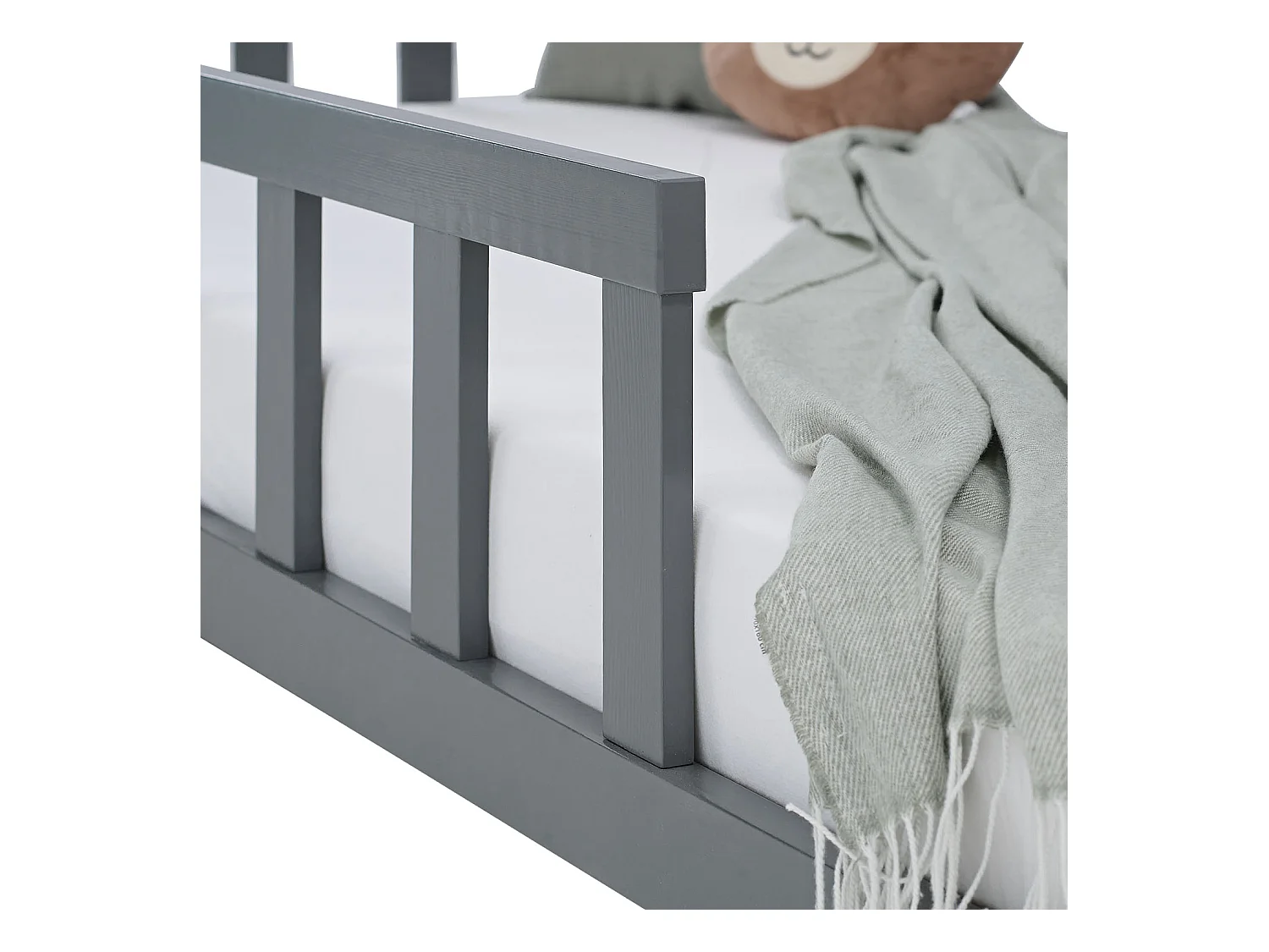 Kinderbett 90x200 cm Grau Montessori