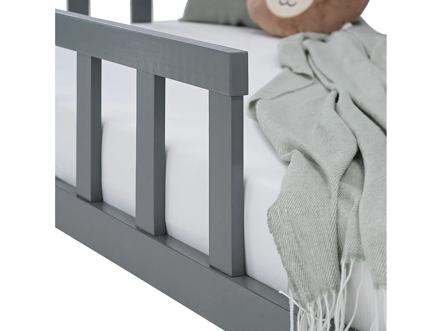 Lit d'enfant 90x200 cm Gris Montessori