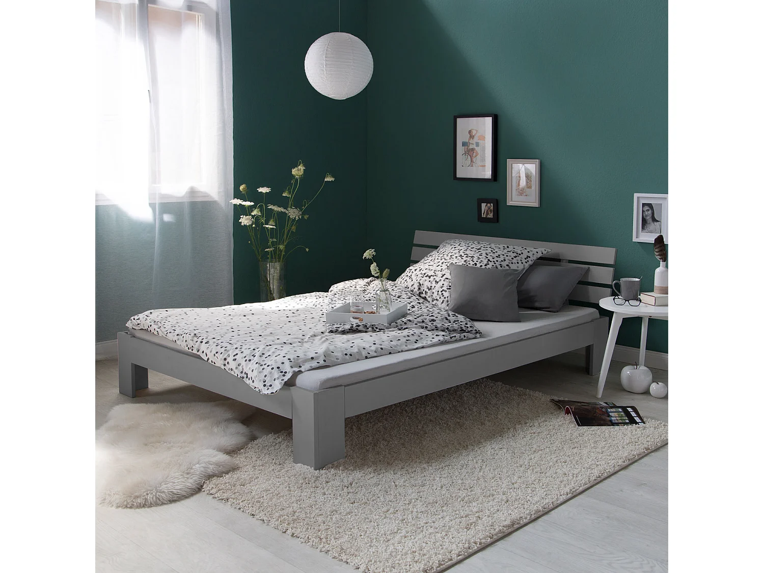 Tweepersoonsbed 140x200 cm Grijze den