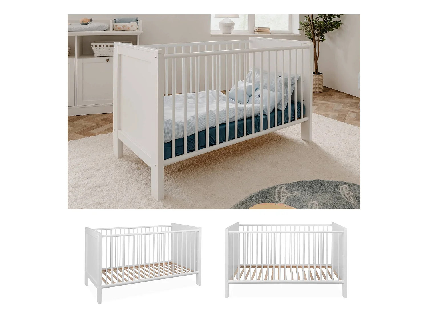 Łóżeczko dziecięce 77x146x84 cm białe