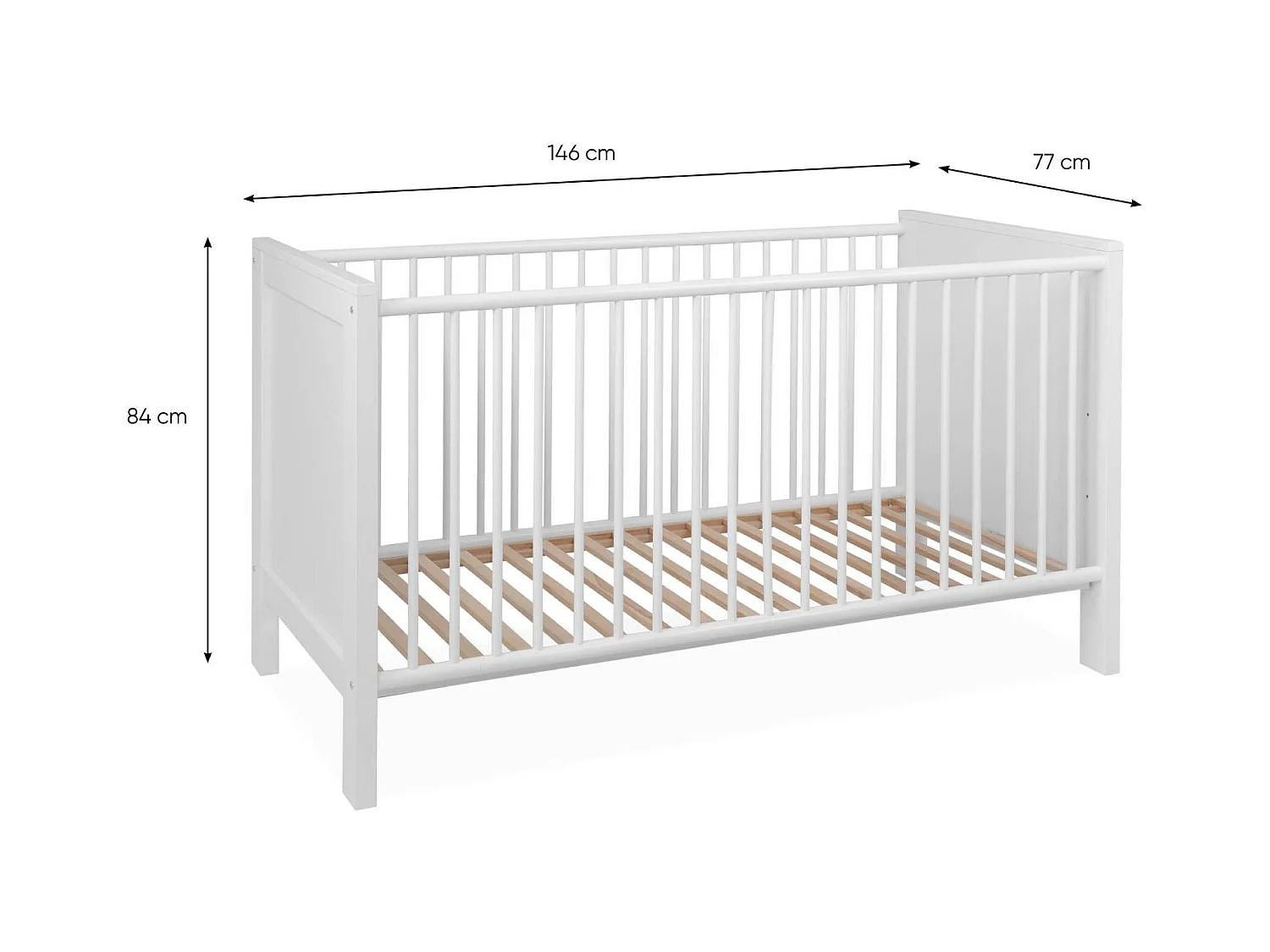 Łóżeczko dziecięce 77x146x84 cm białe