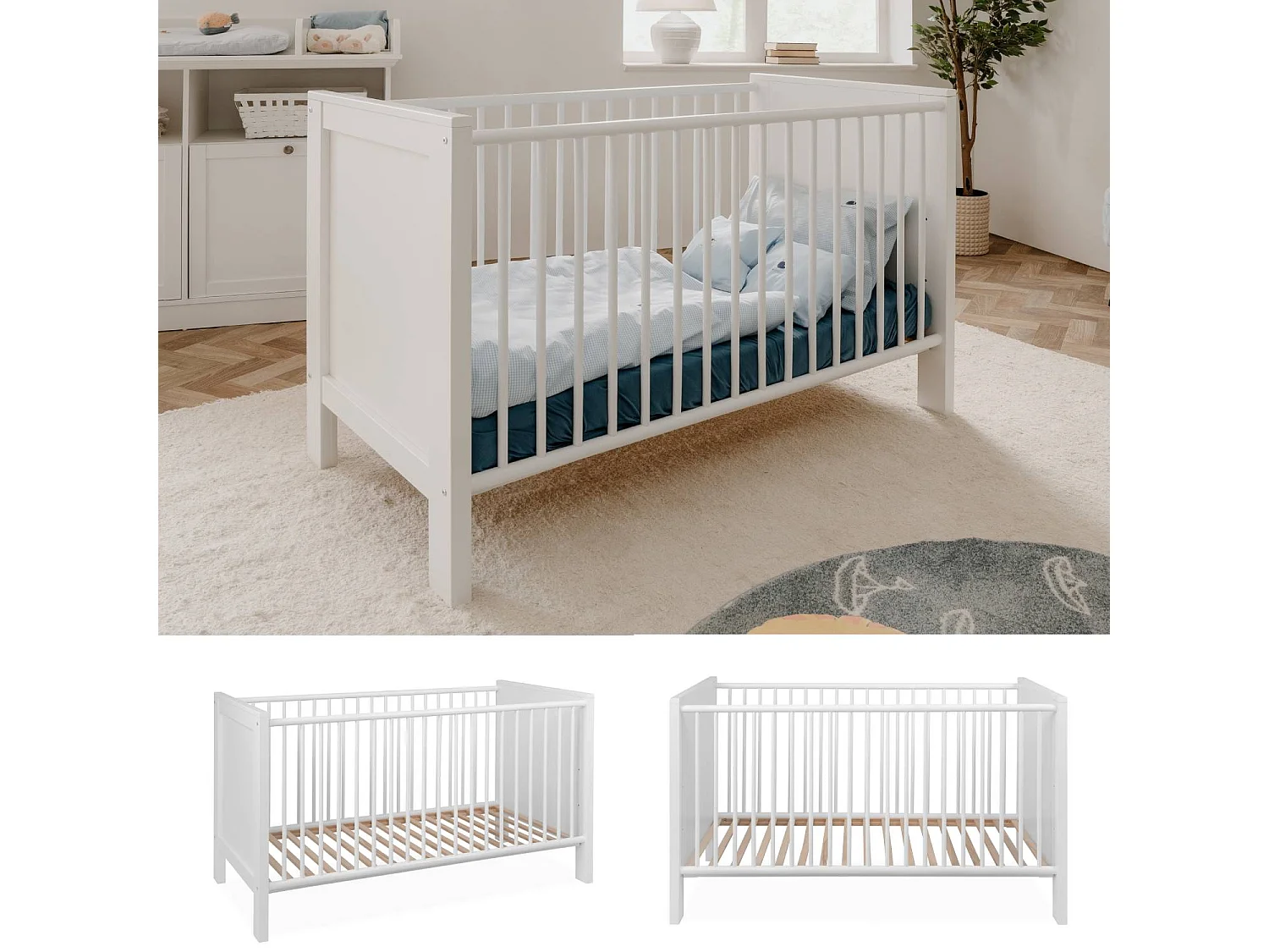 Babybett 77x146x84 cm Weiß