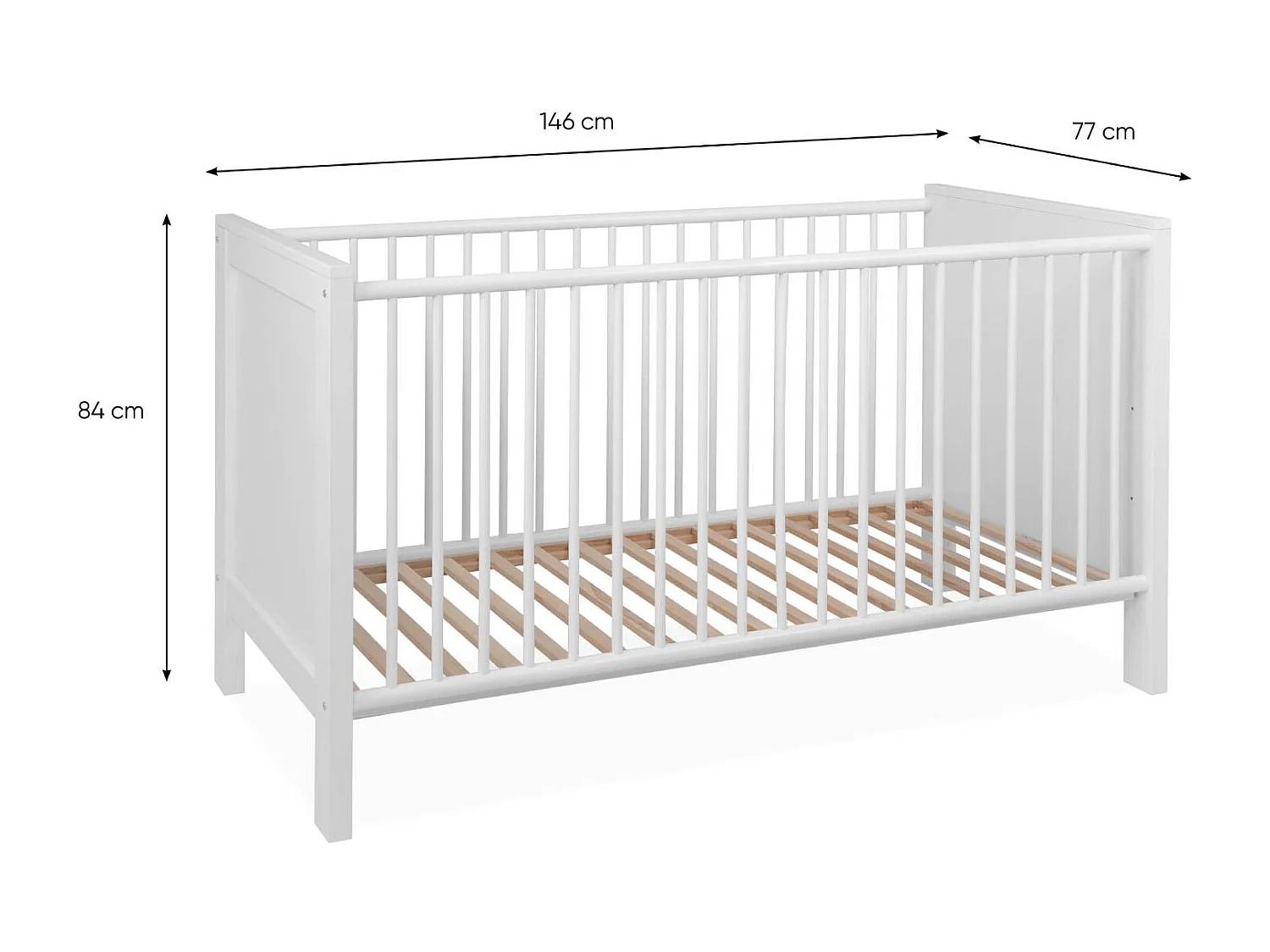 Babybett 77x146x84 cm Weiß