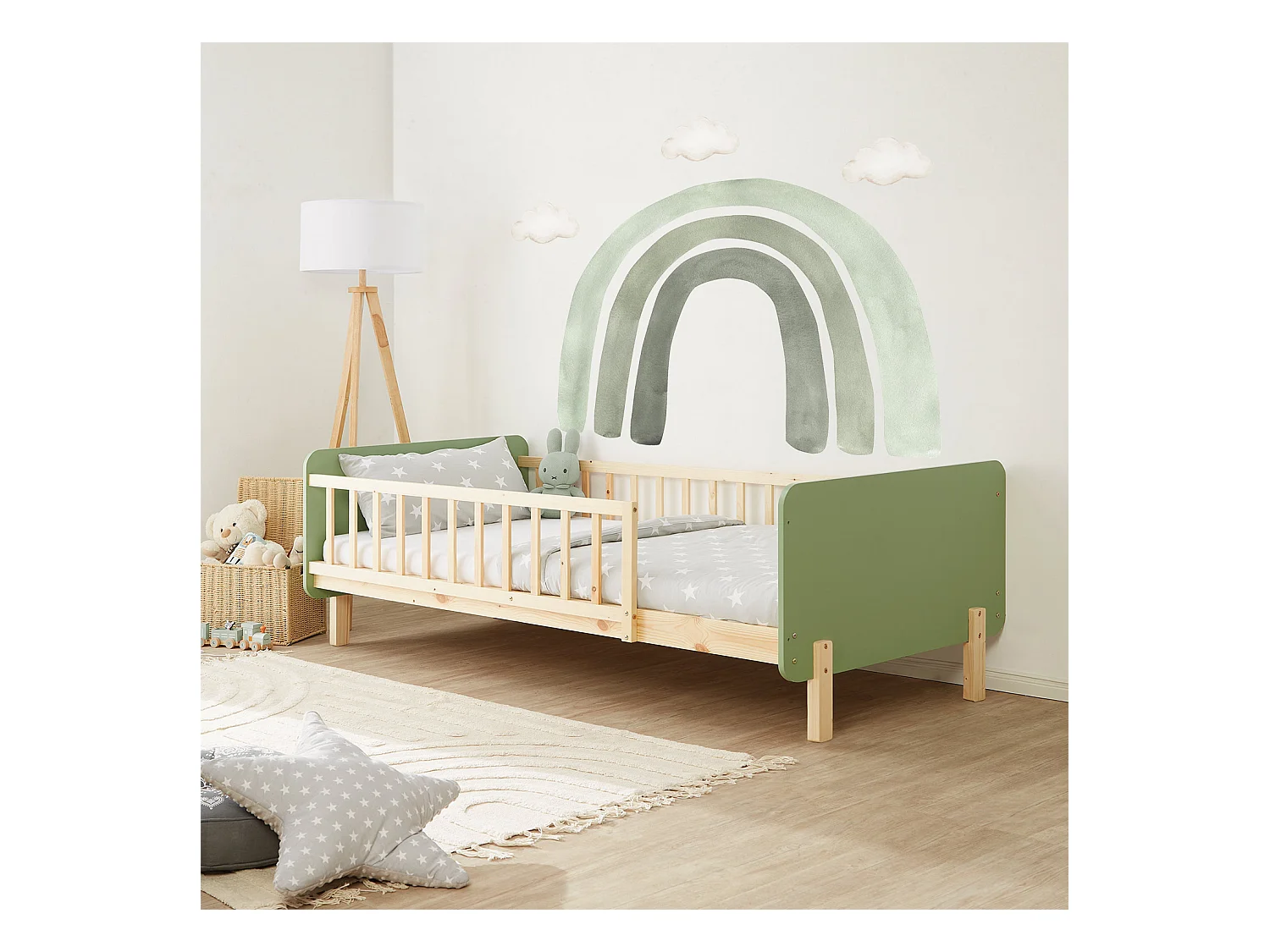 Cama individual 100x67x208 cm Verde