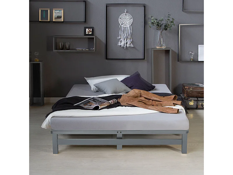 Palettenbett 140x200 cm Grau