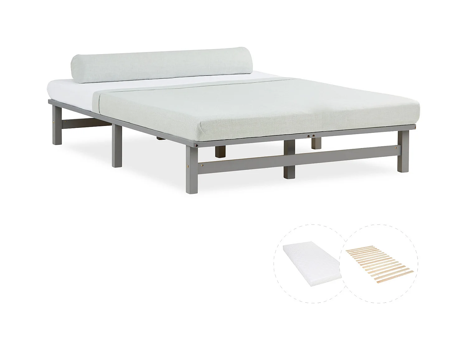 Palettenbett 140x200 cm Grau