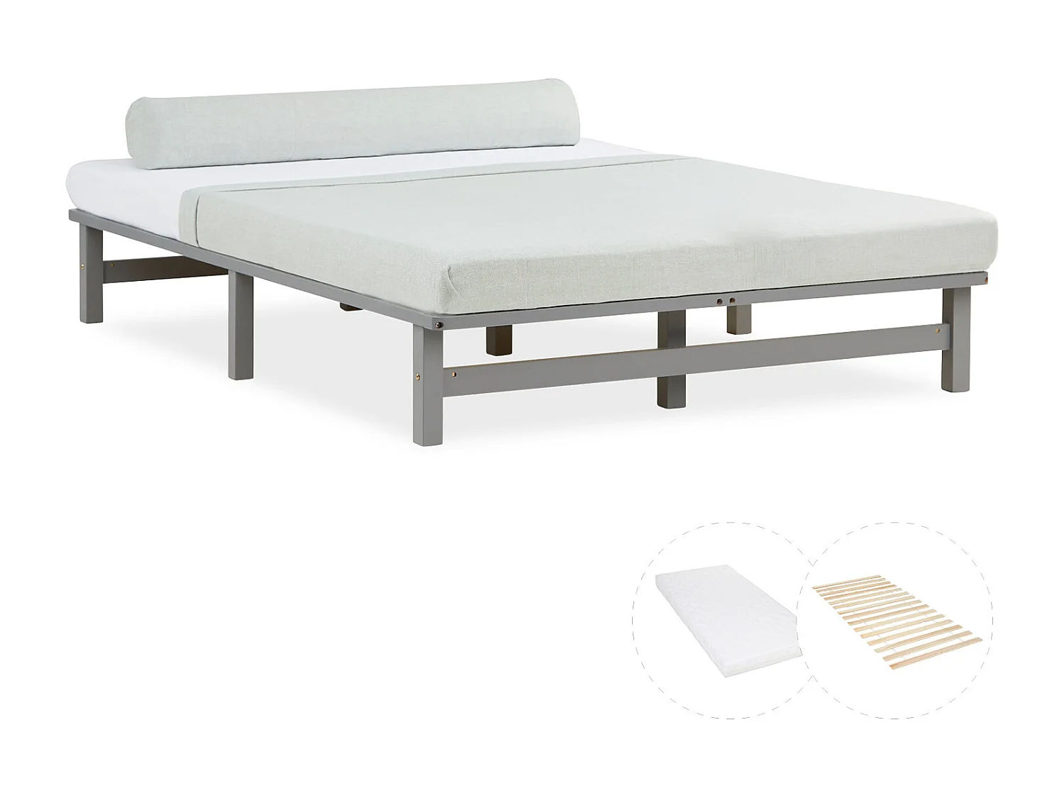 Łóżko na paletach 140x200 cm Szare