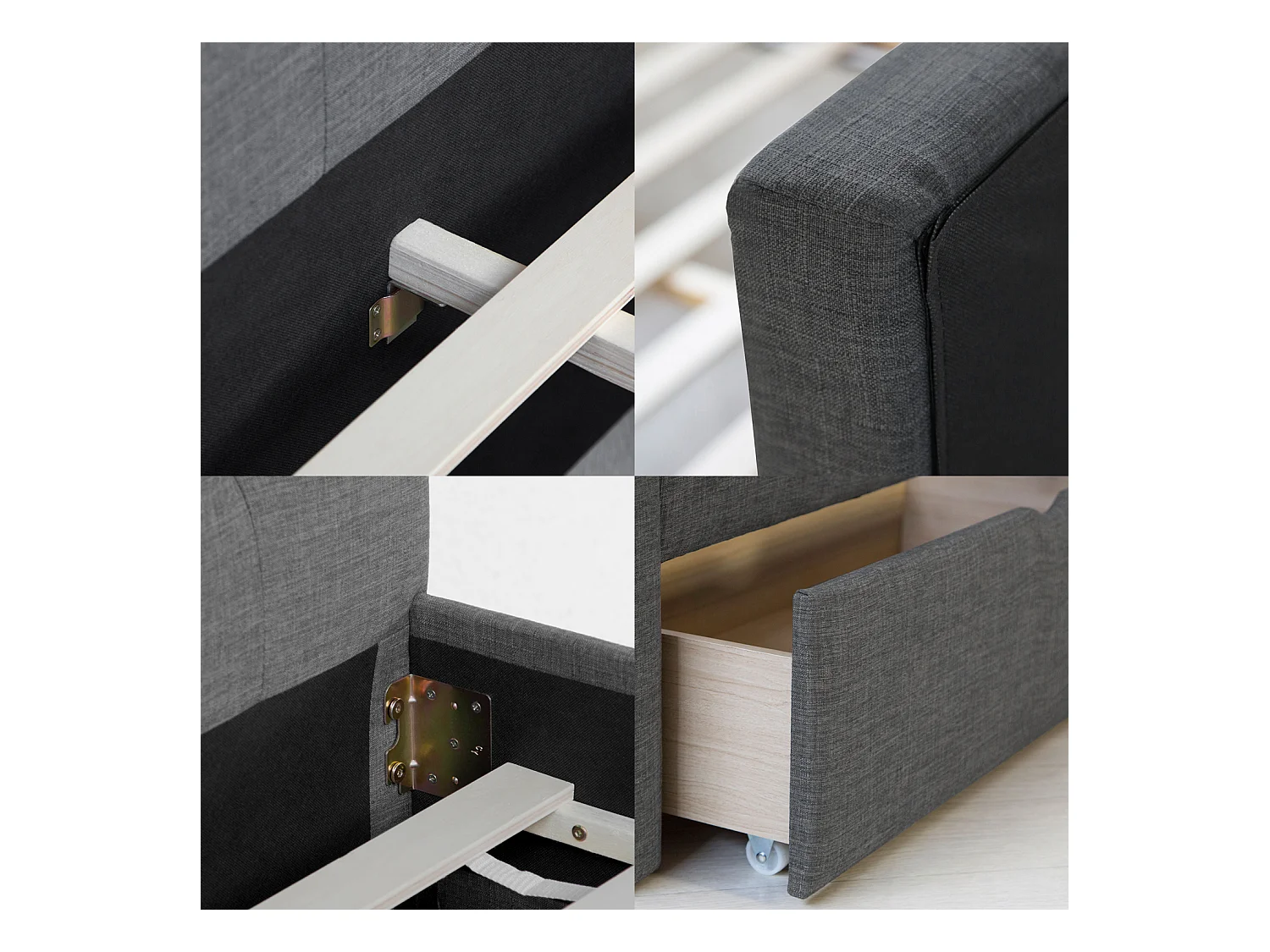 Bettgestell 90x200 cm Anthrazit Gepolstert