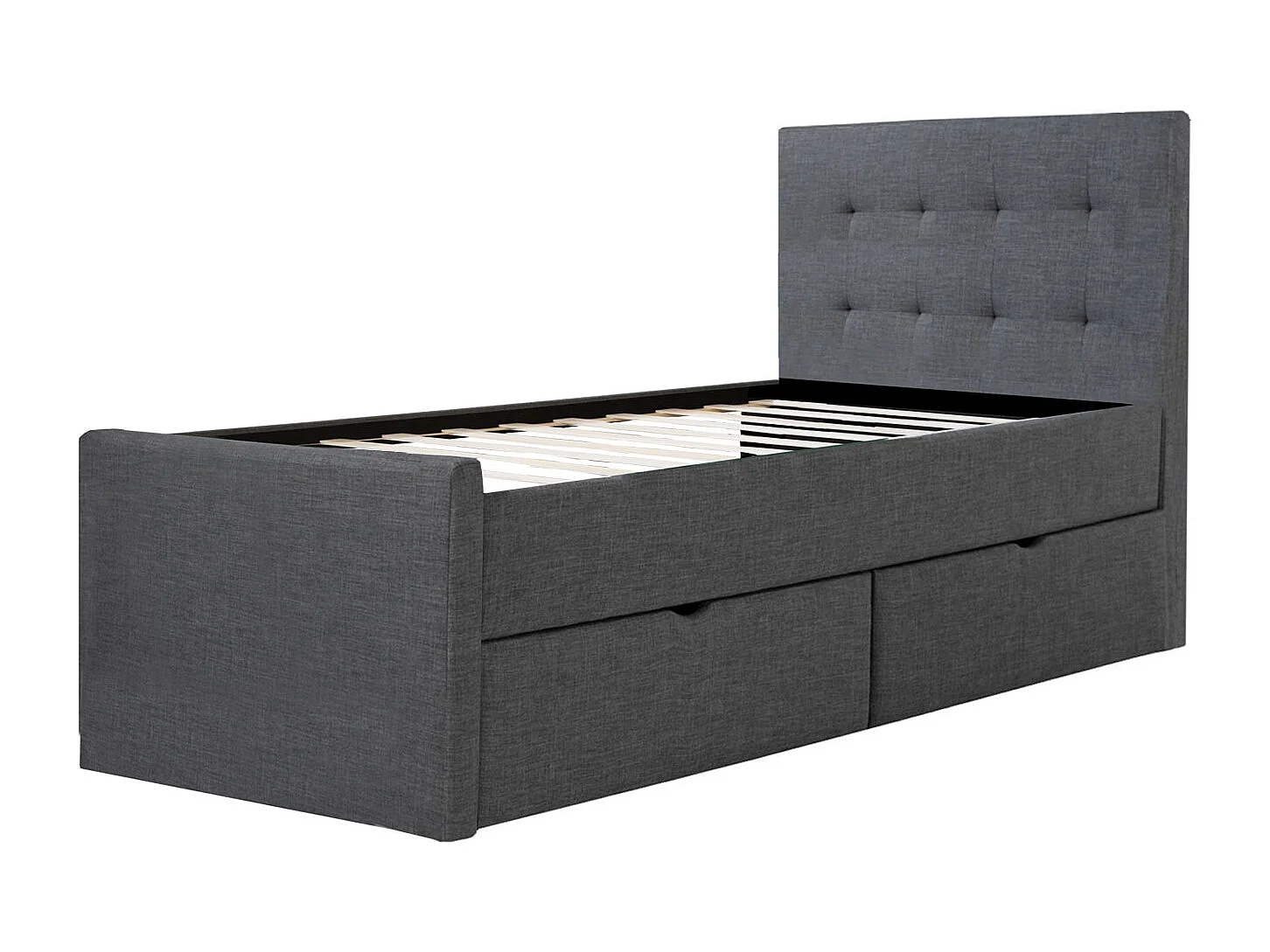 Bettgestell 90x200 cm Anthrazit Gepolstert