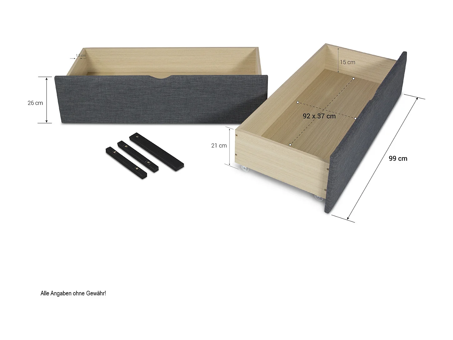 Bettgestell 90x200 cm Anthrazit Gepolstert